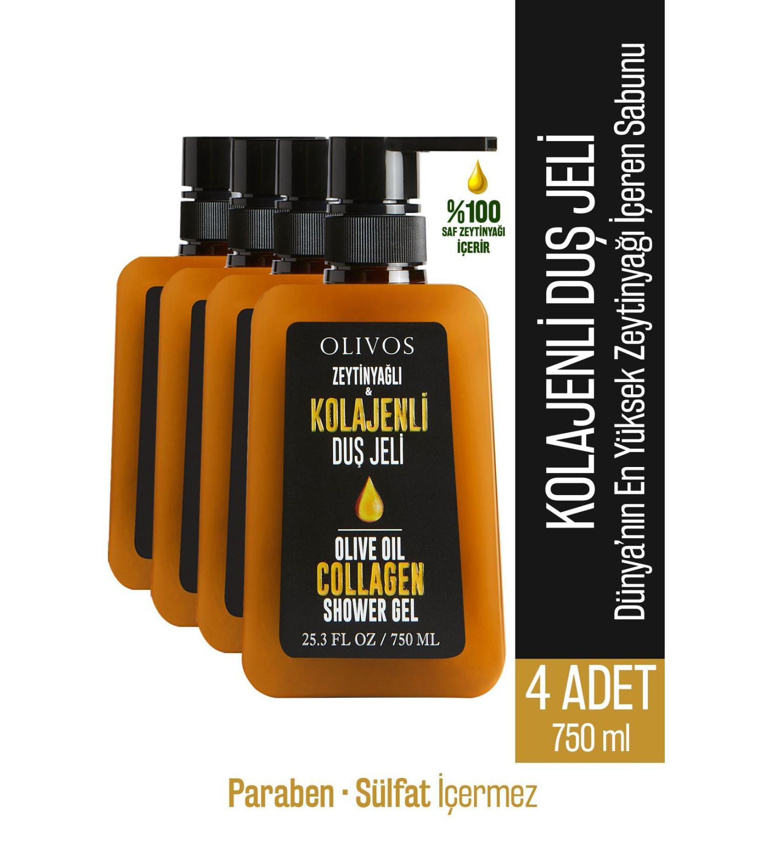 Olivos Natural Olive Oil Collagen Bath and Shower Gel Olive Oil Nourishing Skin Moisturizer 4 PCS 750ML - Buy Online on GoSupps.com