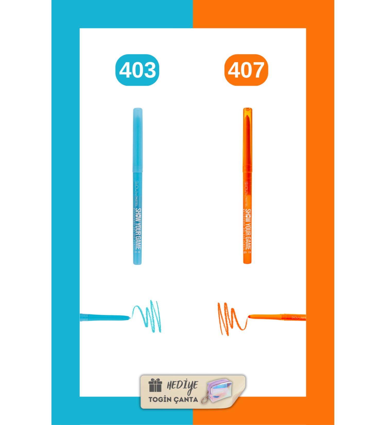 Show by Pastel Show Your Game Waterproof Gel Eye Pencil Set - Gel Eye Pencil 403 + 407 + Togin Bag Gift - Buy Online on GoSupps.com