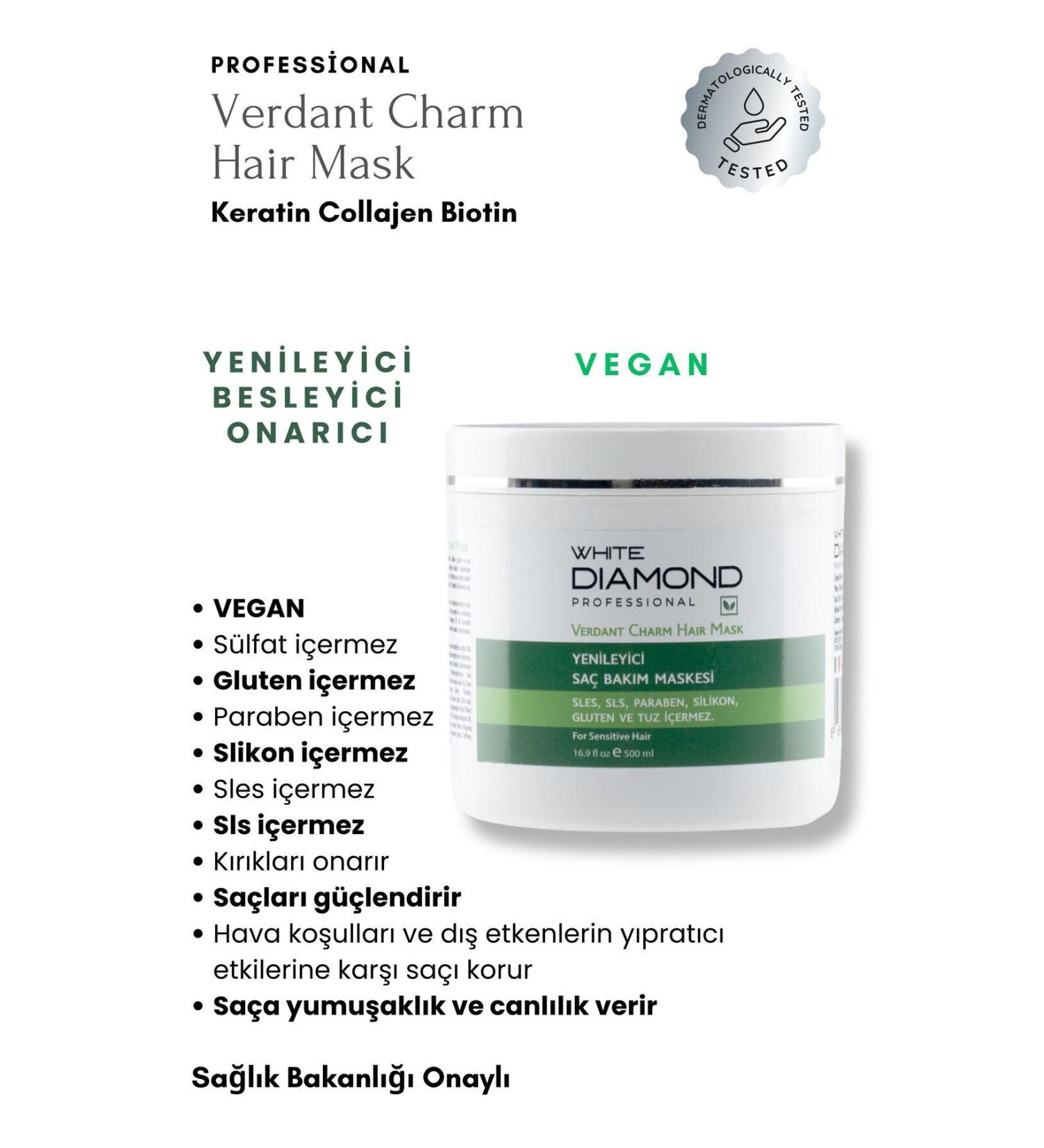 WHITE DIAMOND Renewing Repairing Hair Care Mask SLES SLS Gluten and Salt Free 500 ml