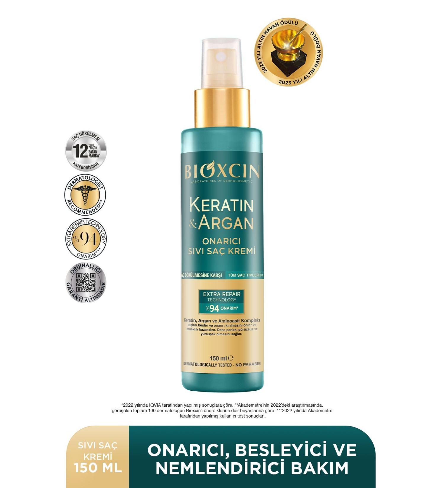 Bioxcin Keratin & Argan Repairing Liquid Hair Care Cream 150 ml Damaged and Sensitive Hair 4-Pack - Buy Online on GoSupps.com