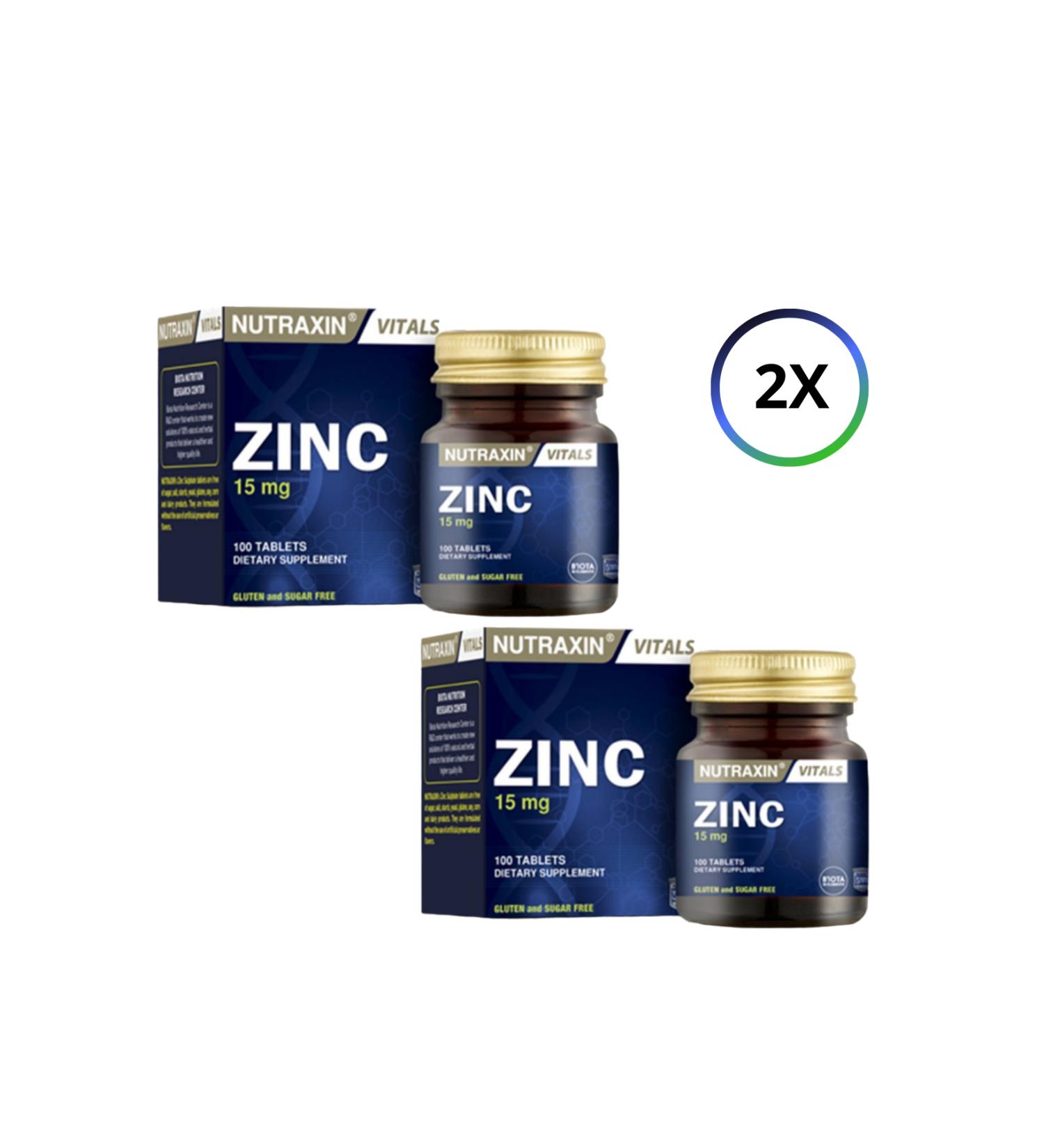 Nutraxin Zinc Sulphate 15 mg 100 Tablets Containing Zinc Sulphate (X2) pcs '&' 100 ml face cleansing gel (x1)pcs