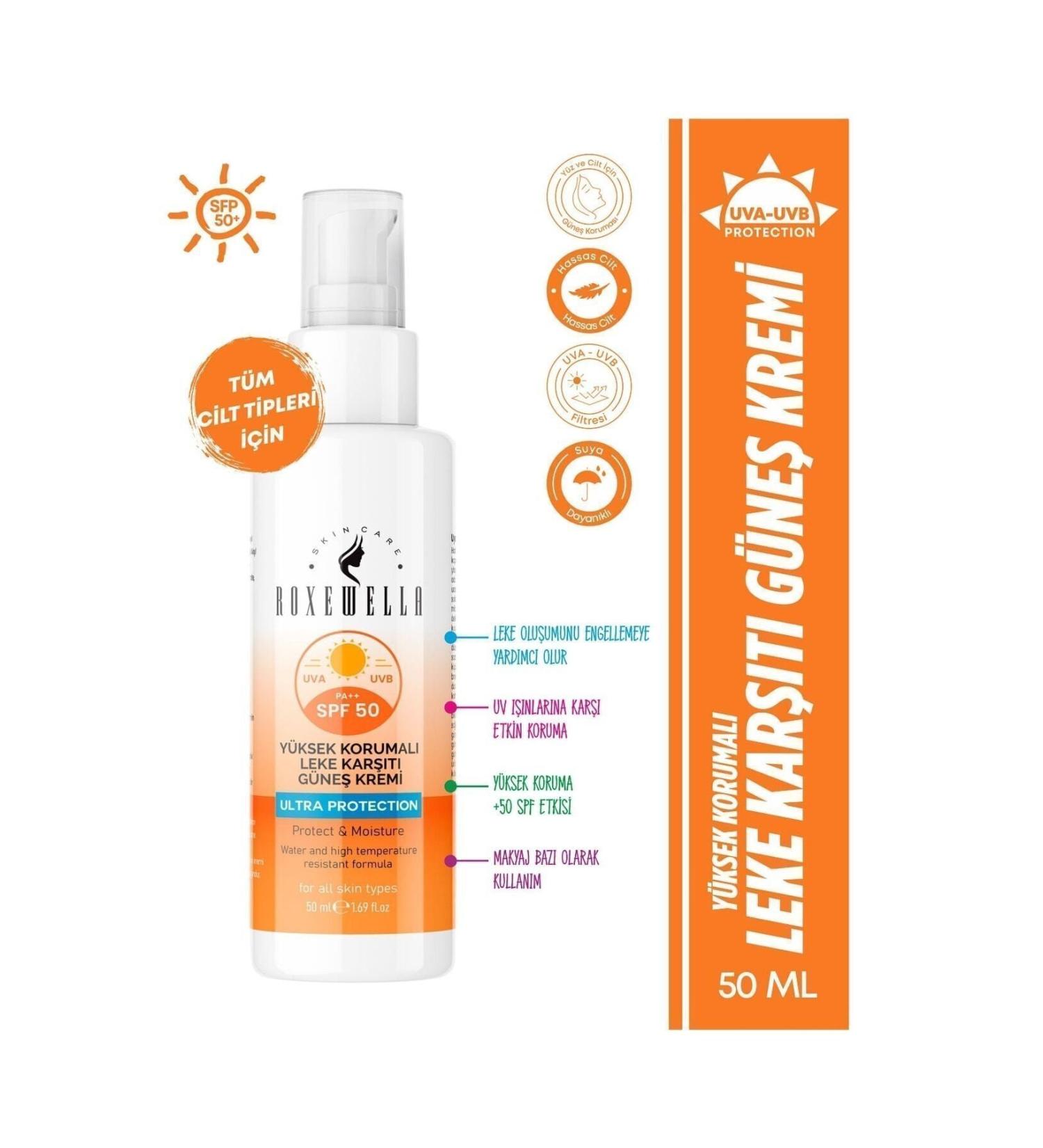 ROXEWELLA Sun Cream 50 ml High Protection 50 Spf & Anti-Stain - Buy Online on GoSupps.com