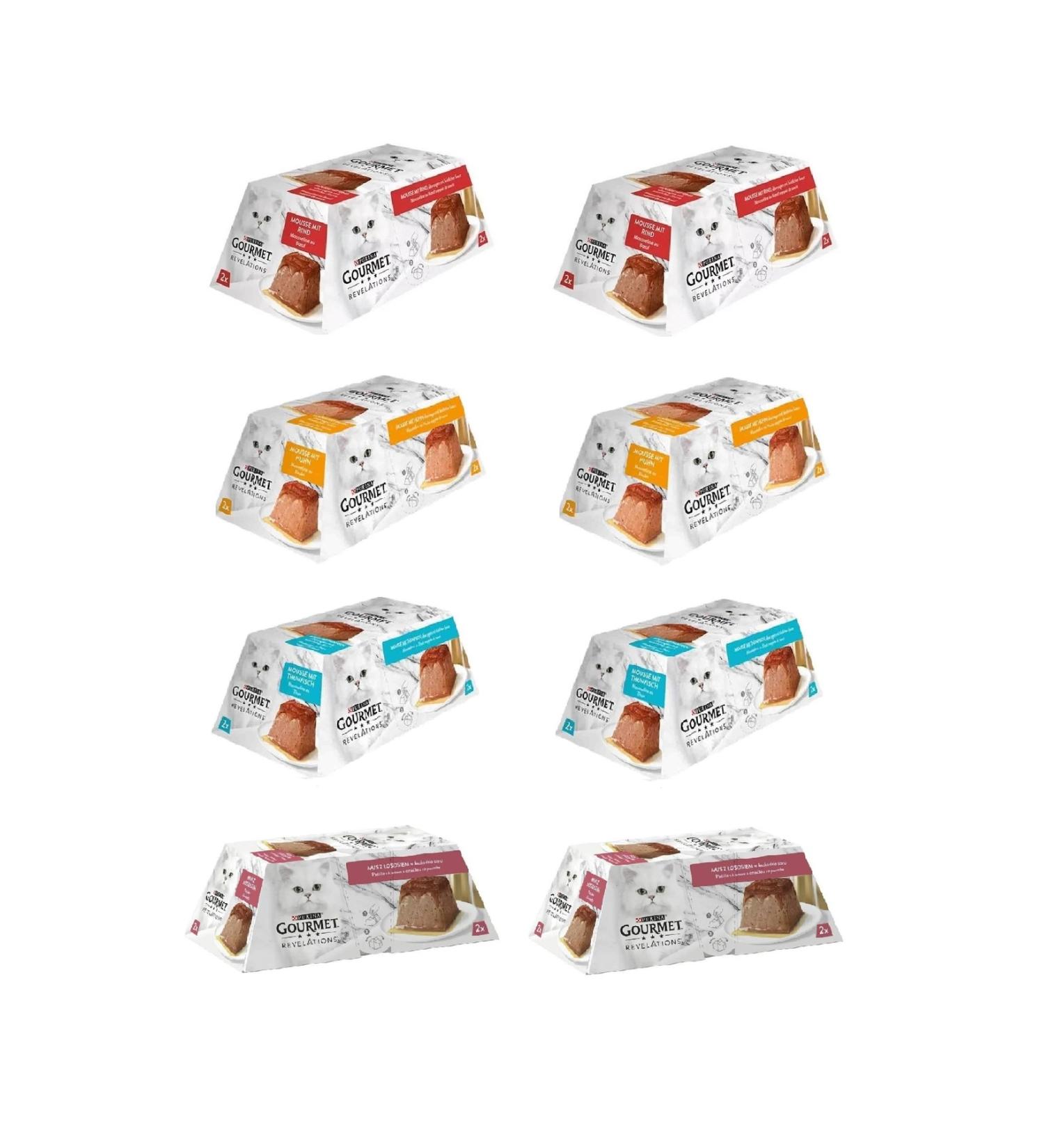 Gourmet Revelations Mousse 4 Types Canned Cat Food 2 X 57 Gr. 8 Piece Package