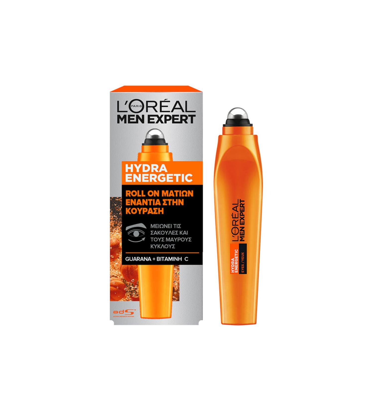 L'Oreal Paris Men Expert Hydra Energetic Anti-Fatigue Eye Care Cream Roll-on With Vitamin C 10 ml - Buy Online on GoSupps.com