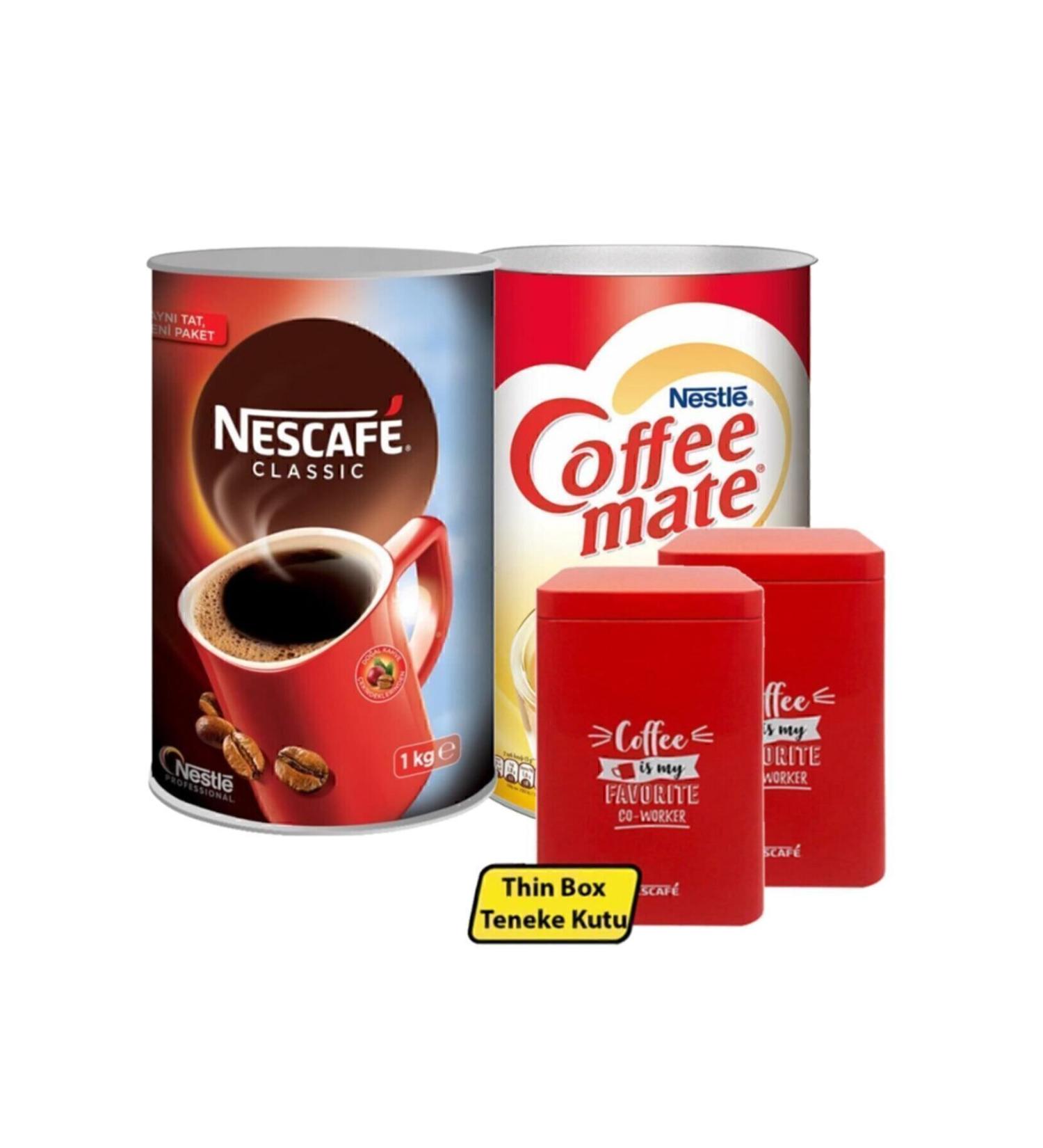 Nescafe Classic Coffee 1 Kg + Nestle Coffee Mate 2 Kg + Metal Storage Box 2 Pieces