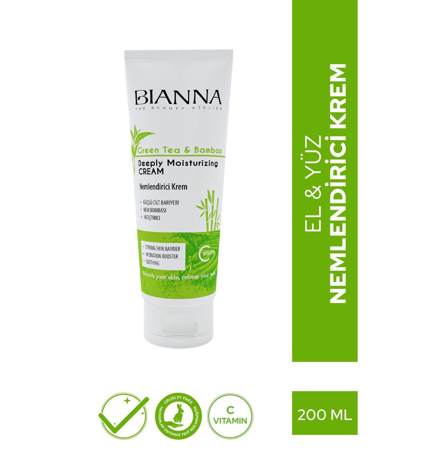 Bianna Moisturizing Green Tea and Bamboo Extract Moisturizing Cream 200ml - Buy Online on GoSupps.com