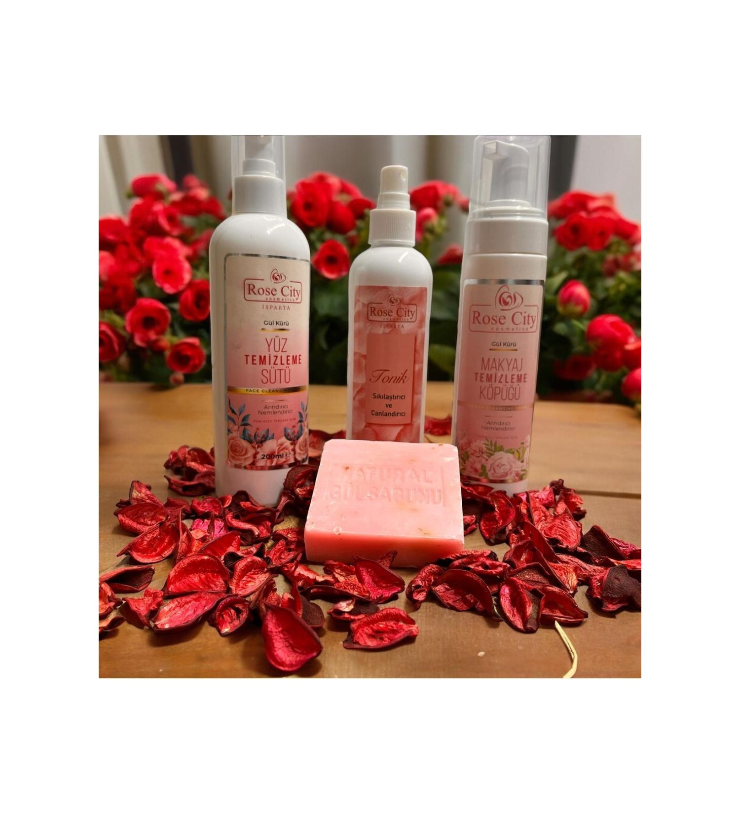 rosecity Natural Rose Cure Facial Cleansing Milk-Firming and Revitalizing Tonic-Makeup Cleansing Foam