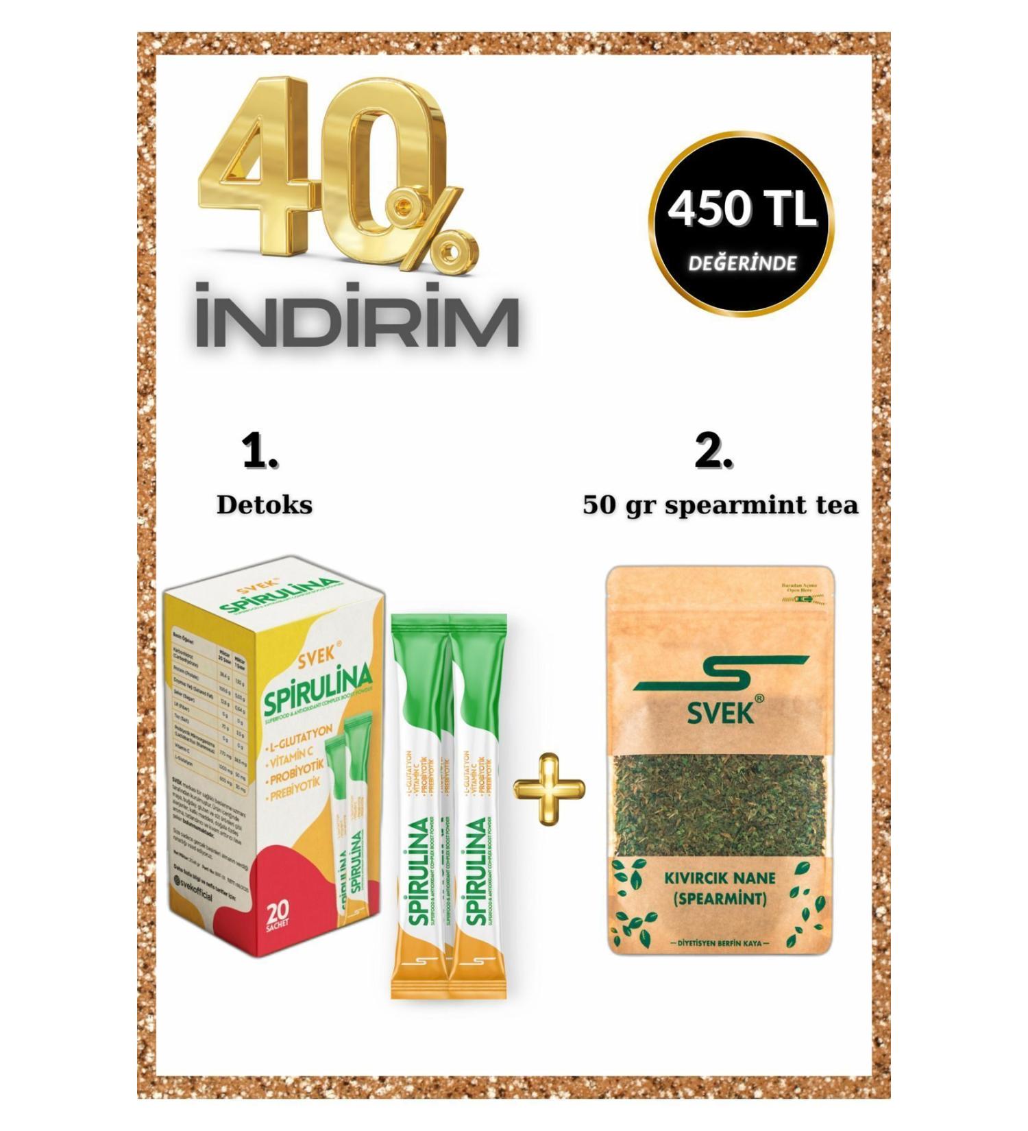Svek Spearmint Tea (50 GR) & Spirulina Complex Boost Powder Detox (20*8 GR) Introduction Package