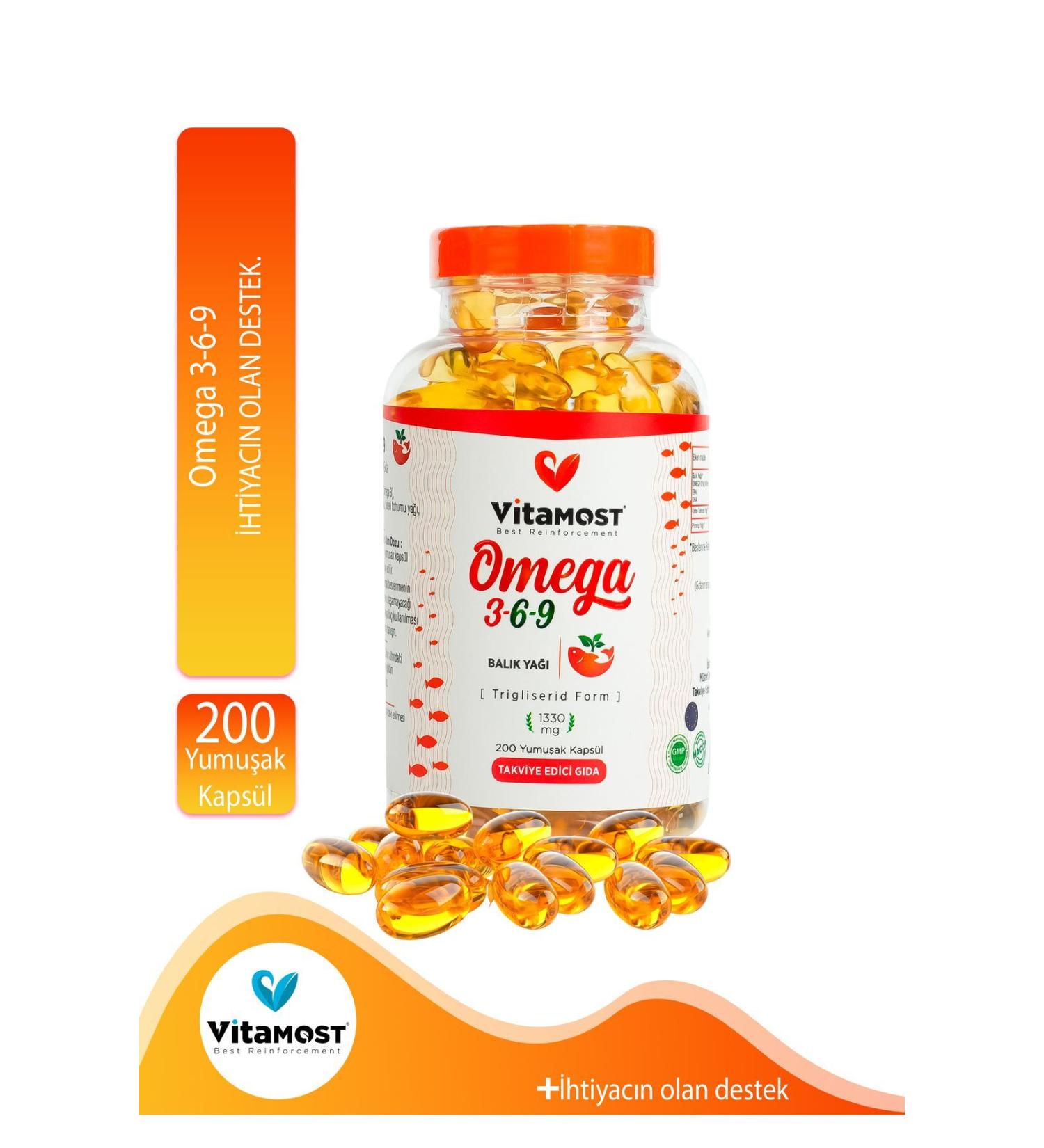 Vitamost Omega 369 (omega3 Fish Oil Fish Oil) 1330 Mg 200 Softgels - Buy Online on GoSupps.com