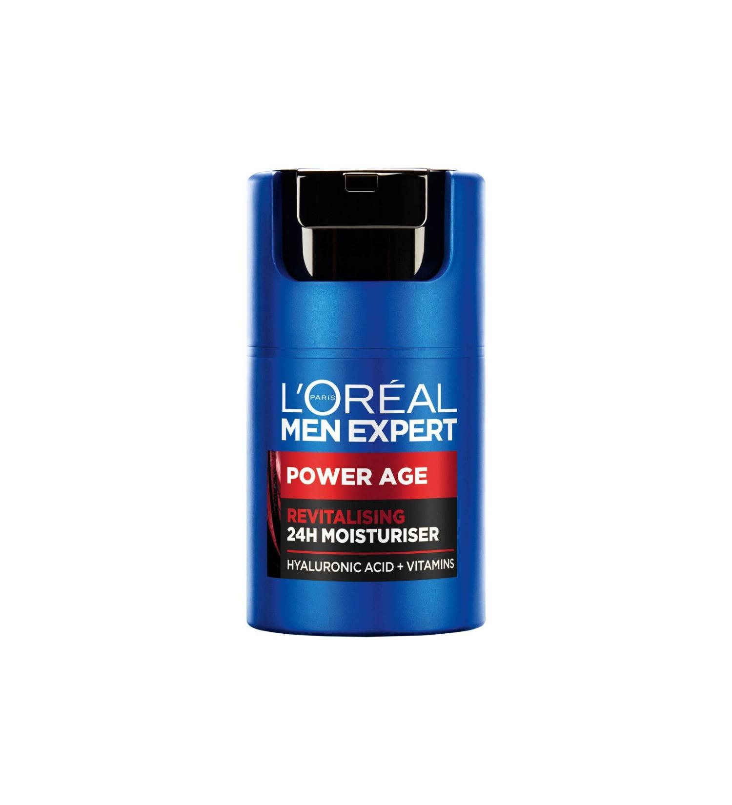L'Oreal Paris Men Expert Power Anti-Aging Revitalizing 24-Hour Moisturizer 50ml Hyaluronic Acid - Buy Online on GoSupps.com