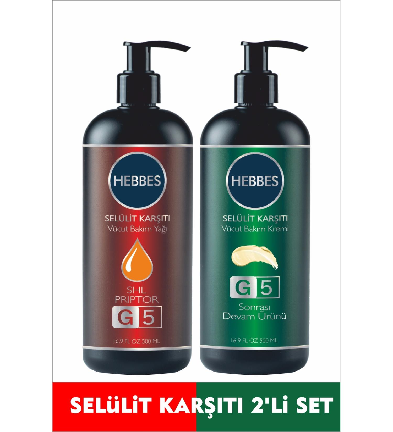 HEBBES G5 Massage Oil - Anti Cellulite Cream Body Fit 2 Piece Set 2x500 ml - Buy Online on GoSupps.com