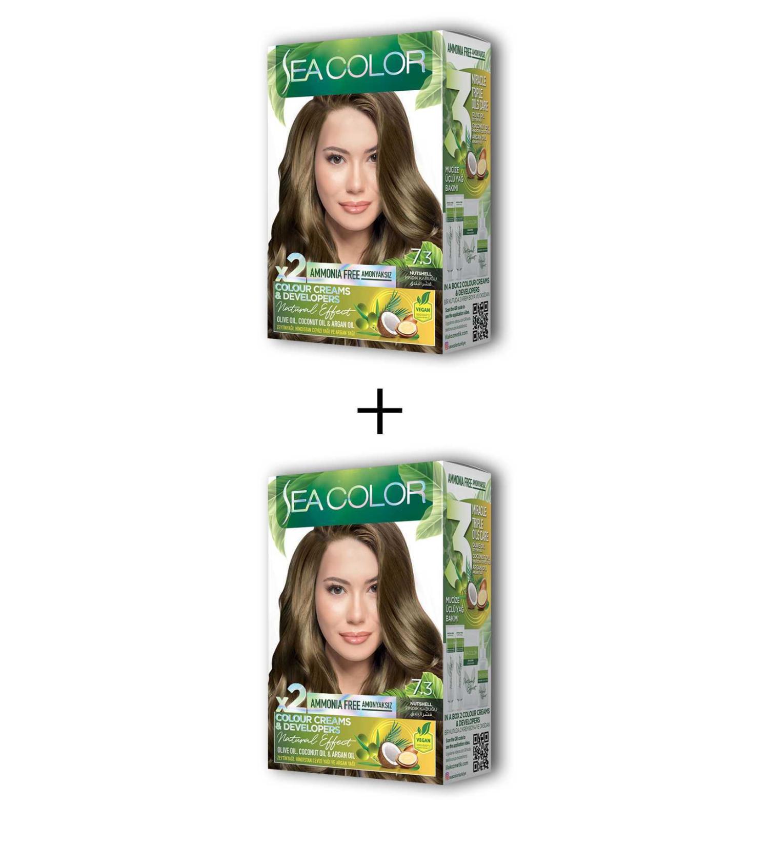 Skygo 2X2 Tube Cream Hair Dye Set Hazelnut Shell No:7.3