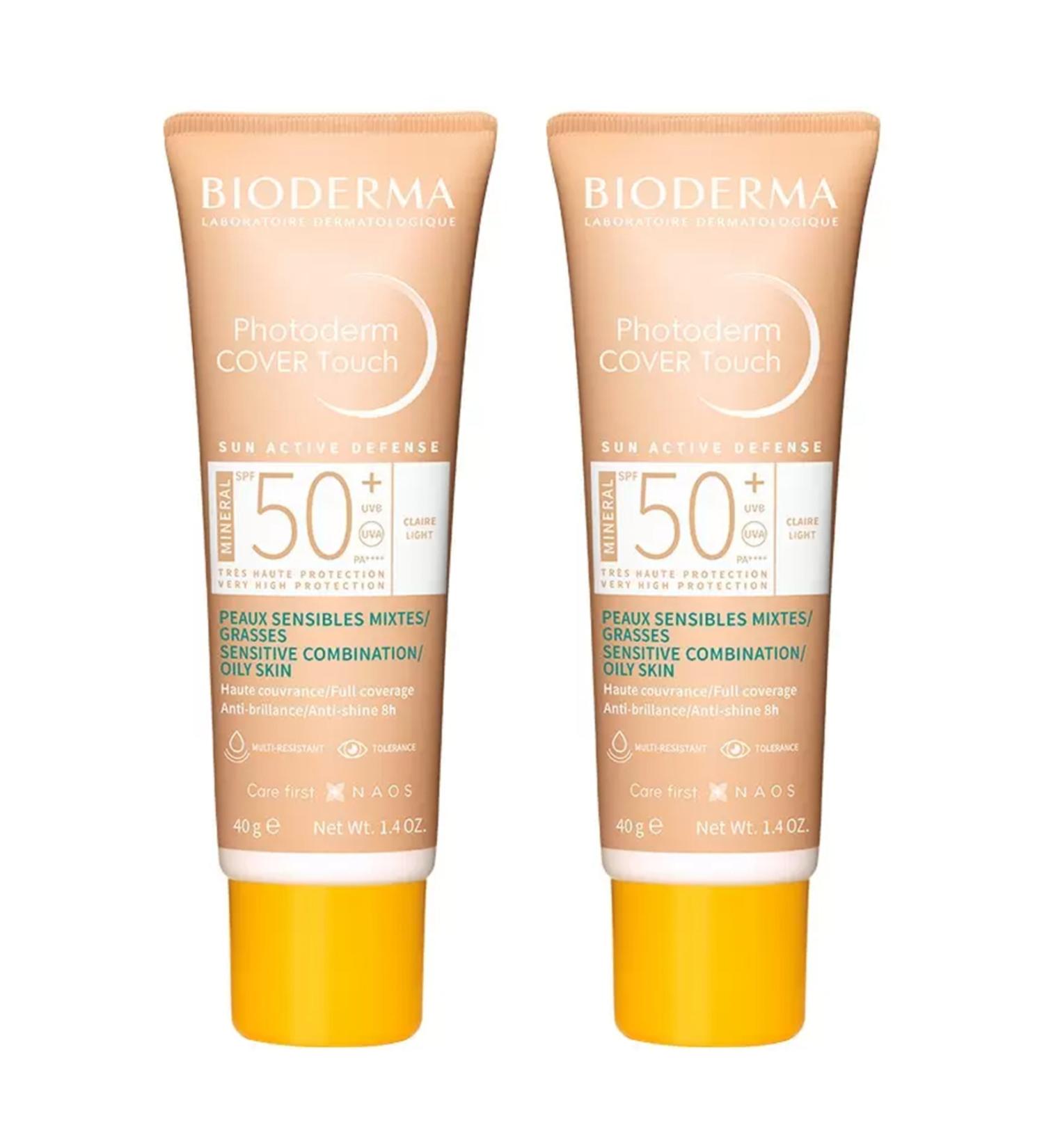 Bioderma Photoderm Cover Touch Mineral SPF50+ Light 40 ml PACK OF 2