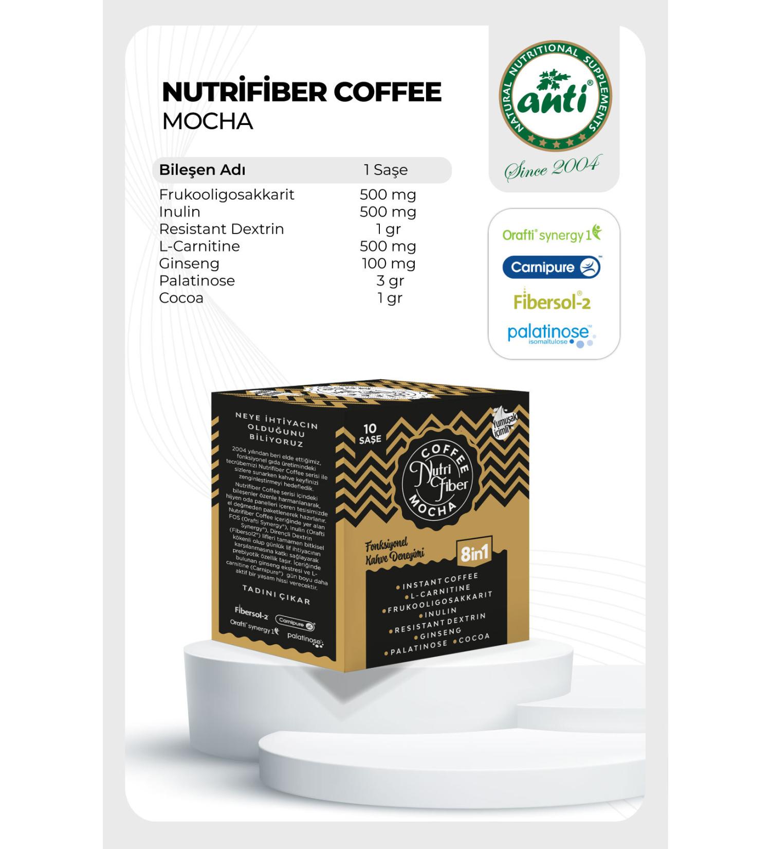 Nutrifiber Coffee Mocha Detox Coffee Chicory Coffee Inulin l-carnitine Prebiotic - Buy Online on GoSupps.com
