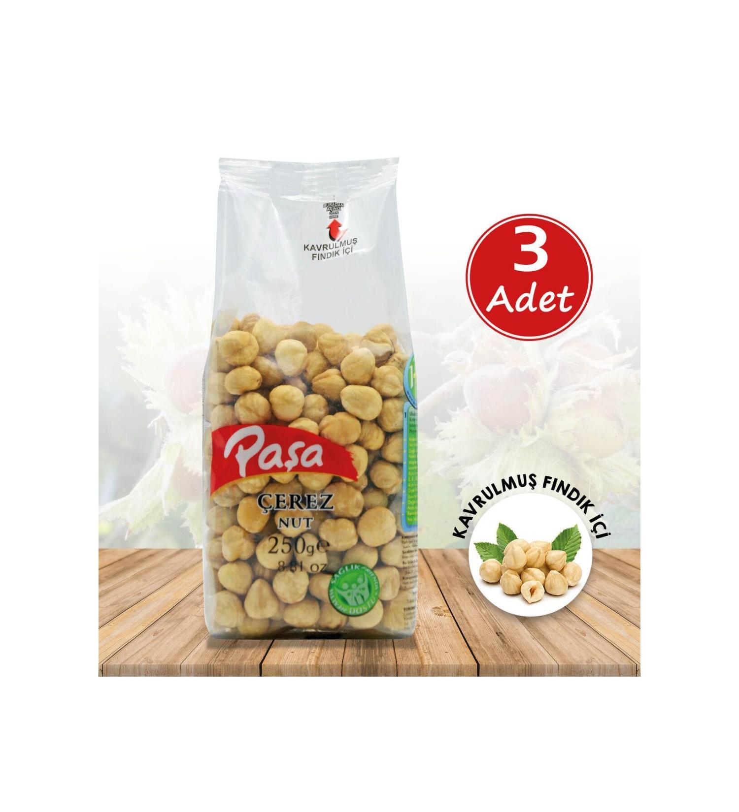 Pasha Nuts Roasted Hazelnuts 250 gr X 3 Pieces (TOTAL 750 GR) - Buy Online on GoSupps.com