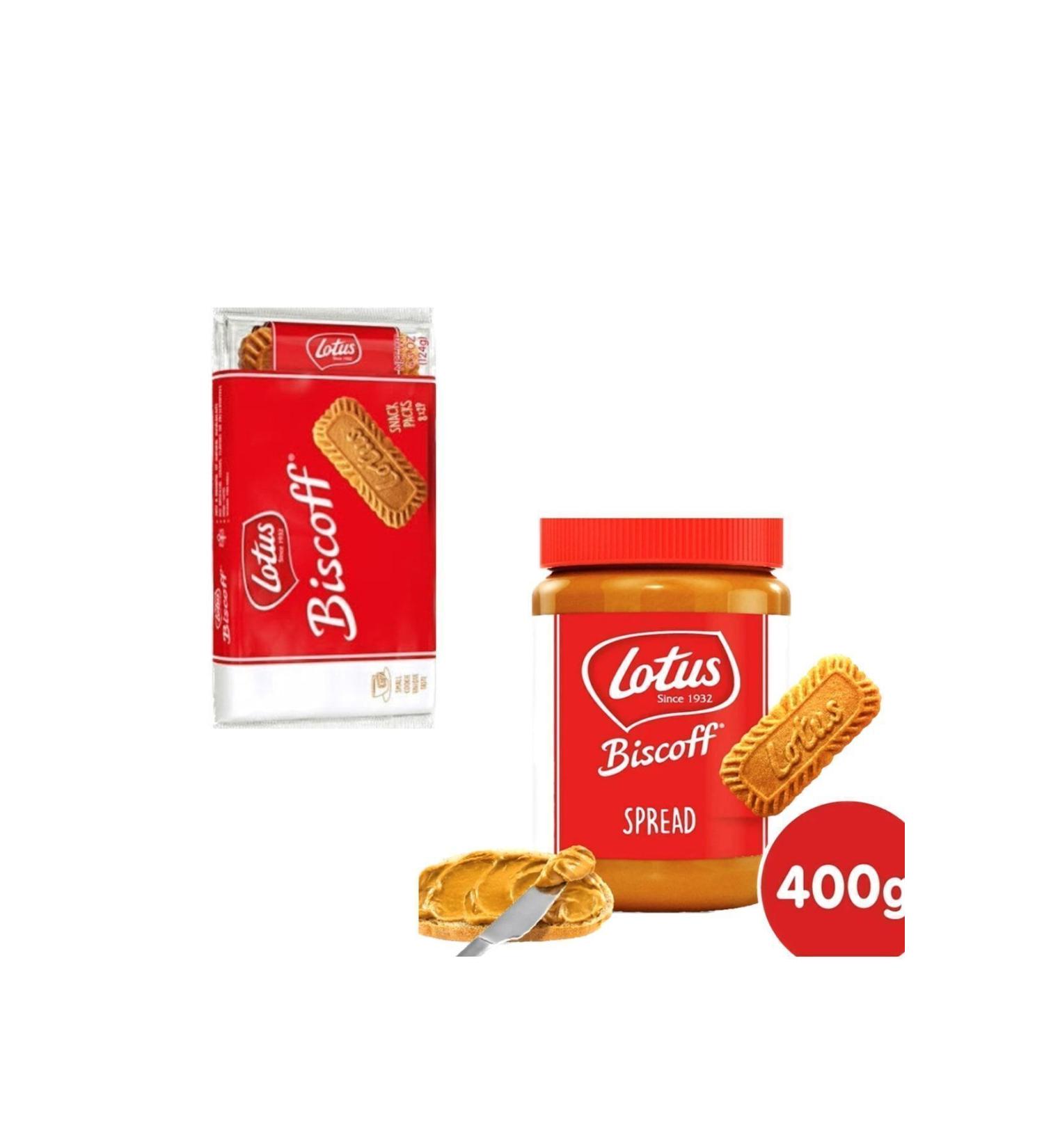 Lotus Biscoff Spread Biscuit Cream 400 Gr + Biscoff Caramelized Biscuit 125 Gr