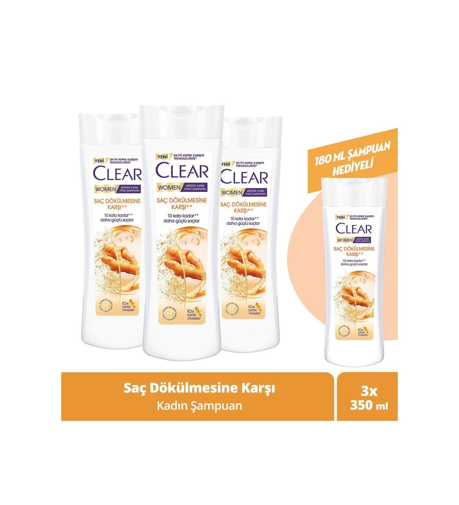 Clear Women Anti-Dandruff Shampoo Against Hair Loss 350 ml X3 - Buy Online on GoSupps.com