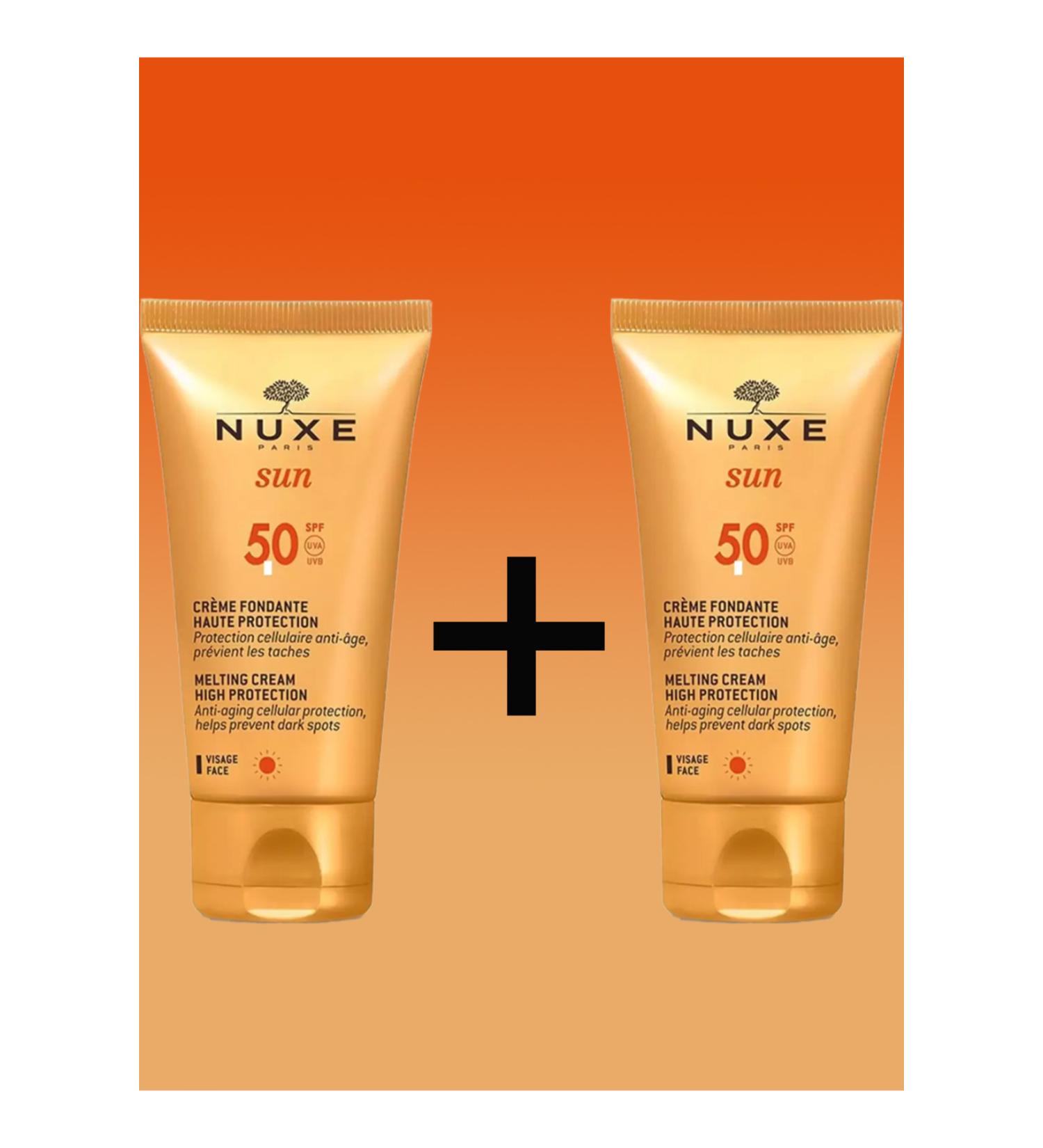 Nuxe Sun Spf 50 Face Cream Fondante Haute Protection Sunscreen Face Cream 50ml X2