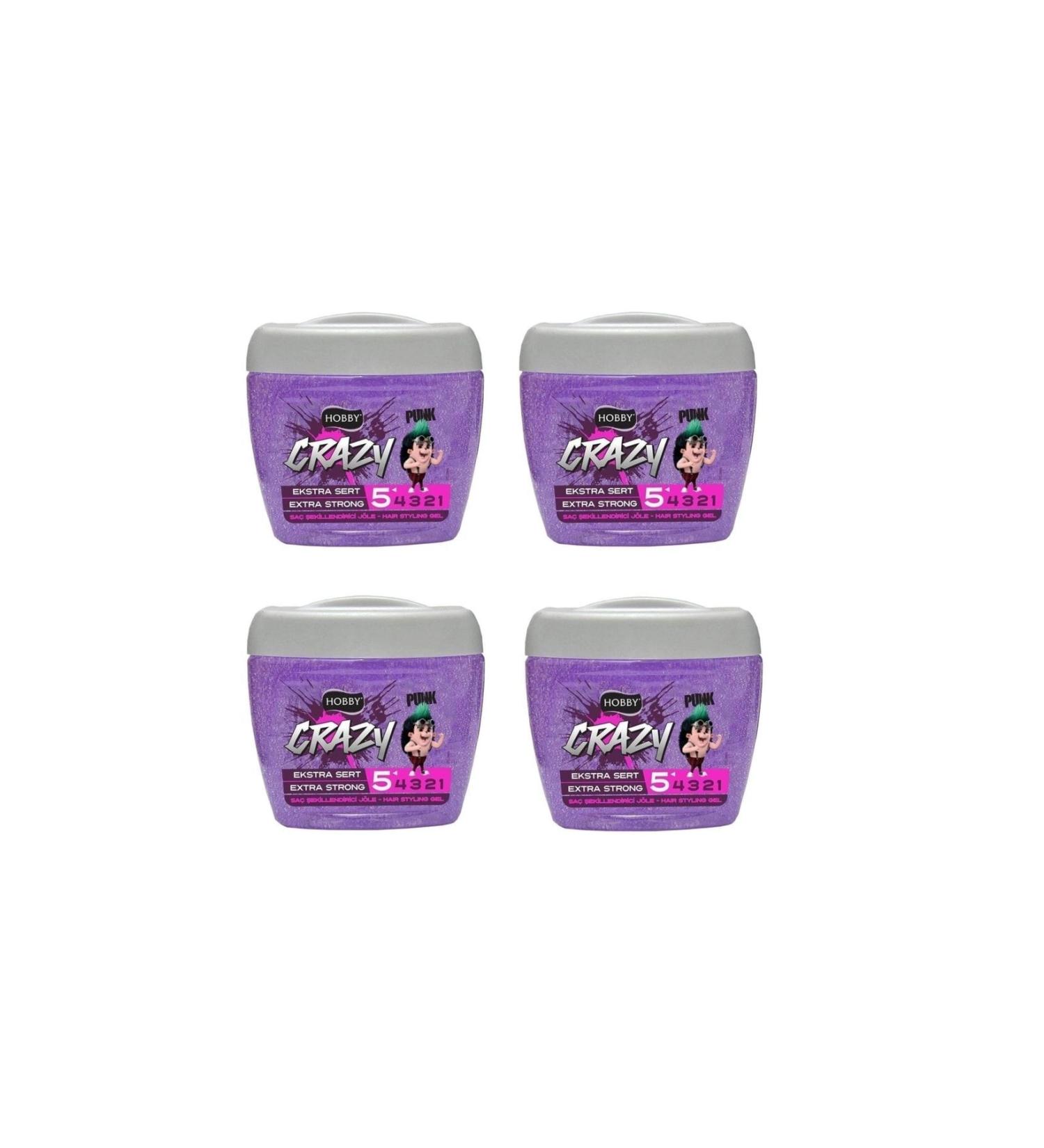 Hobby Crazy Head Extra Hard Hair Gel 700 ml X 4 Pieces