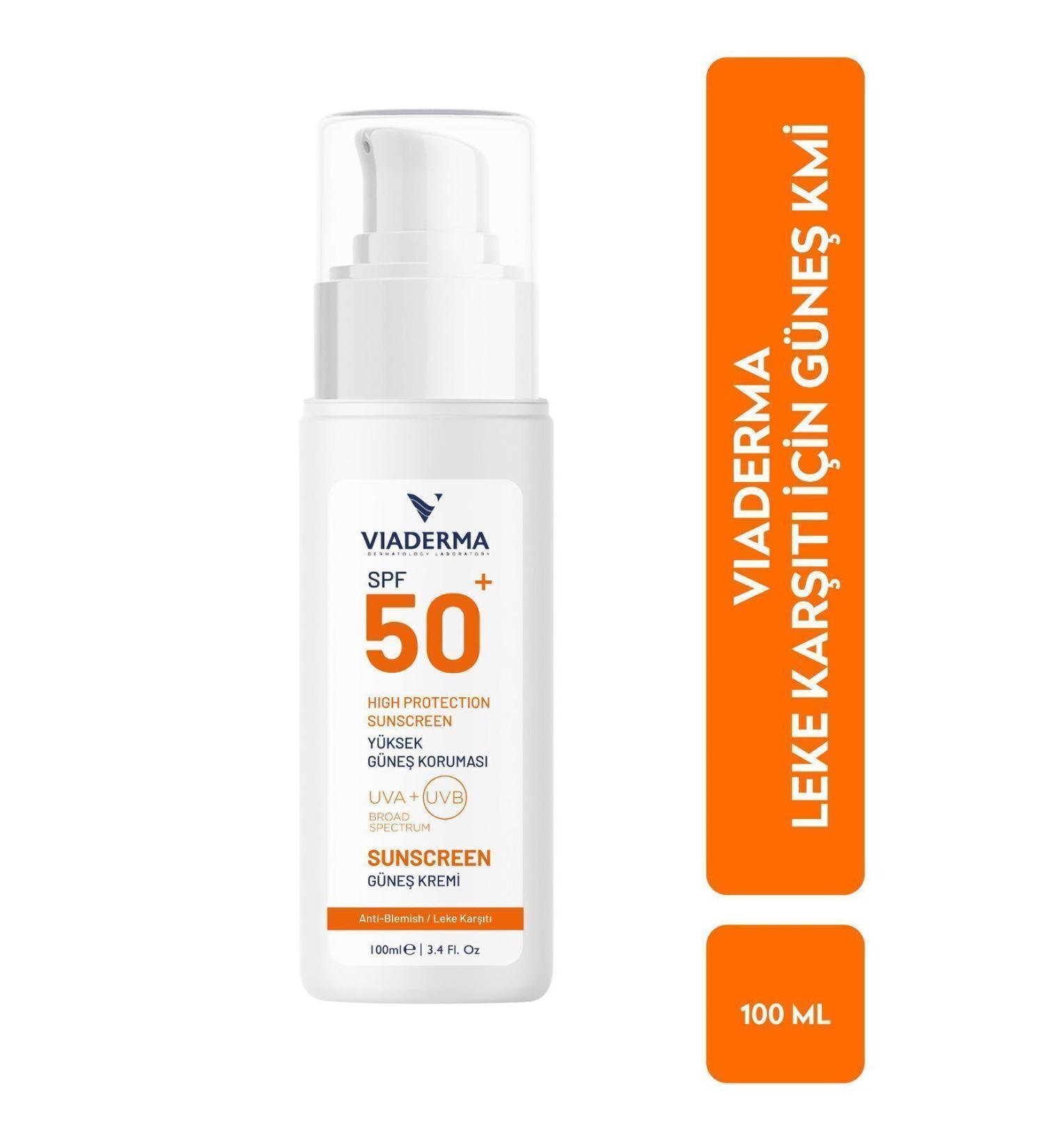 Viaderma SPF 50 Anti-Spot Face and Body Protection Sun Cream 100 ml - All Skin Types Water Resistant - Buy Online on GoSupps.com