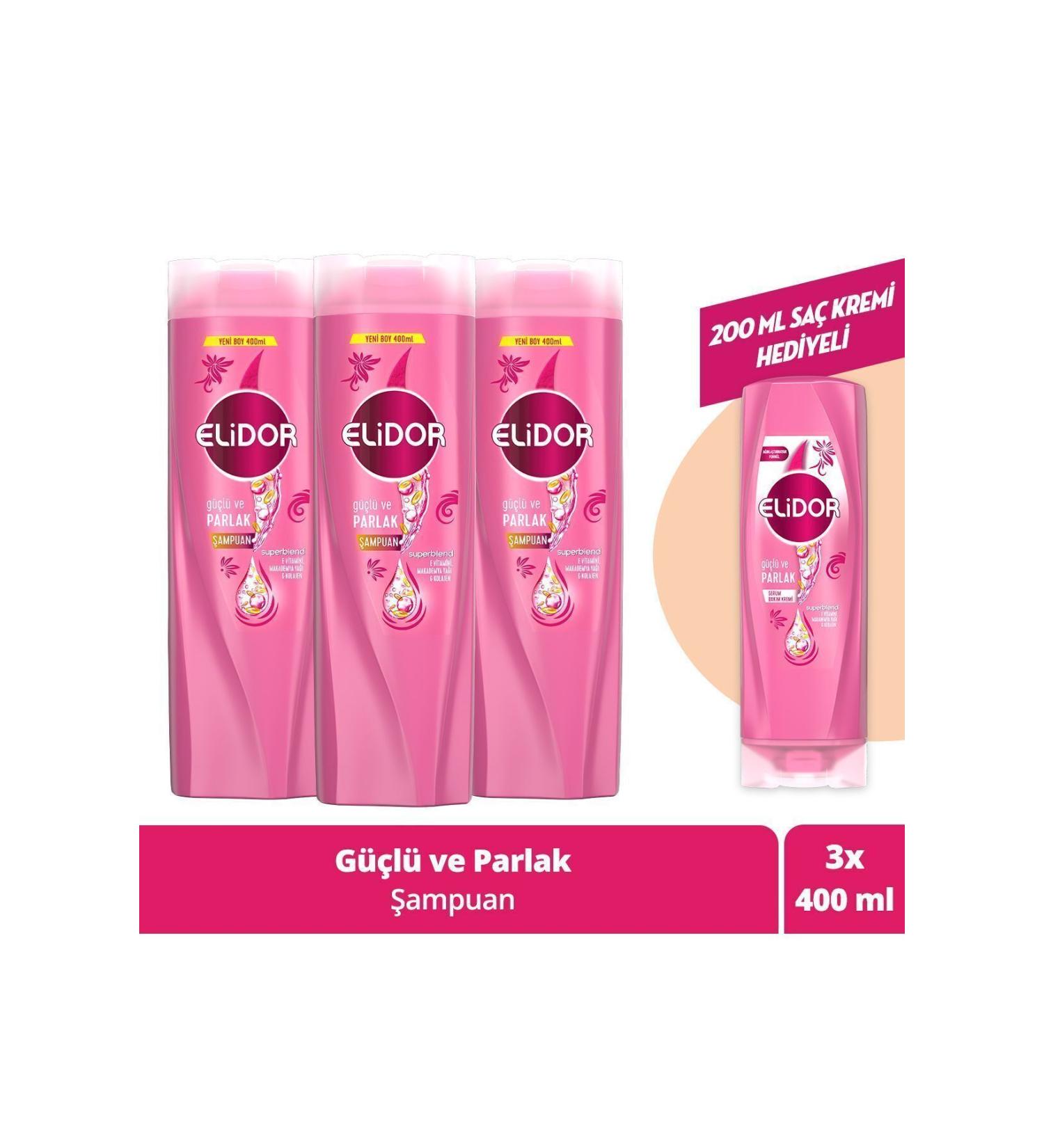 Elidor Superblend Hair Care Shampoo Strong And Shiny 400 ml X3 - Buy Online on GoSupps.com