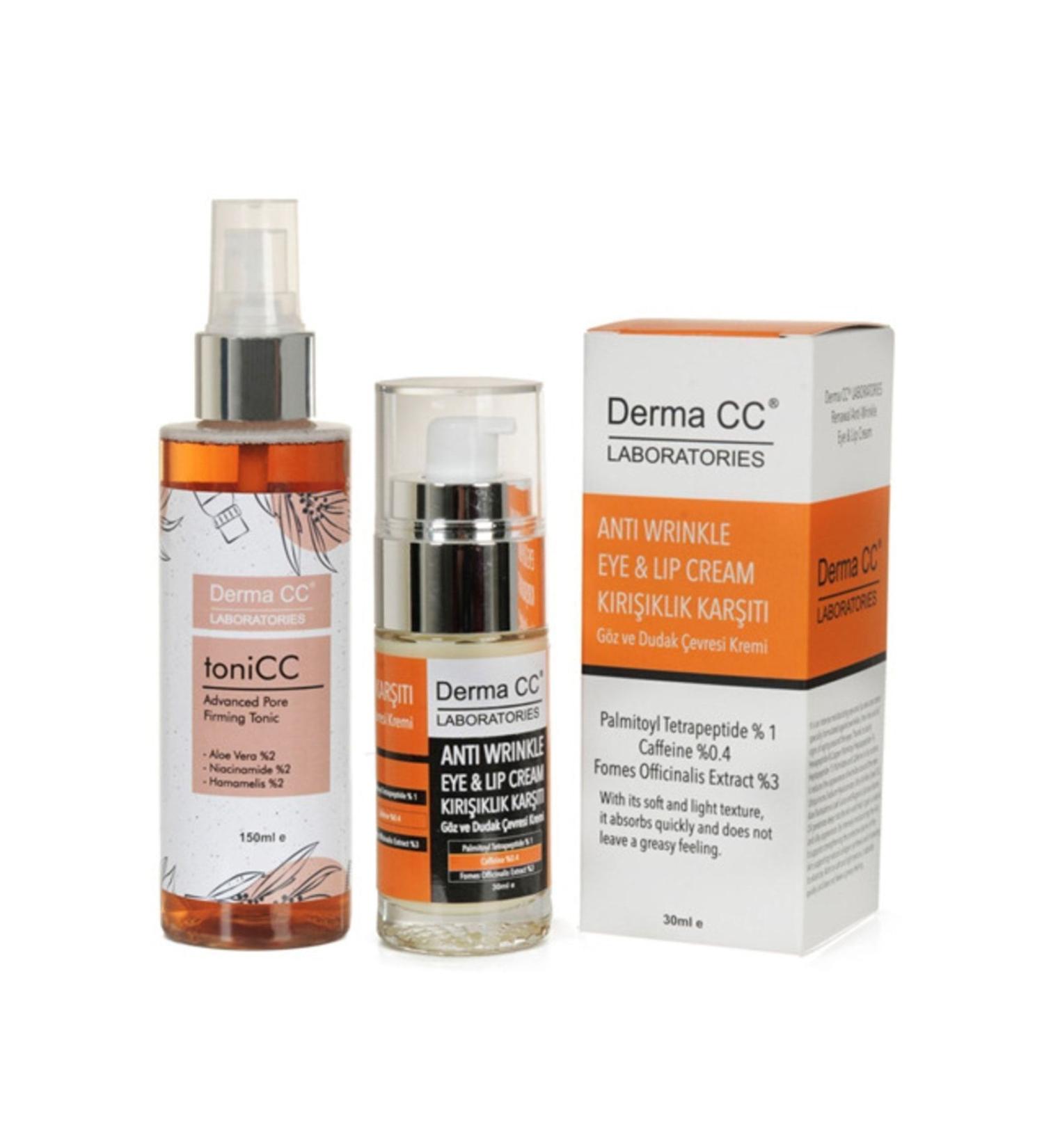 Derma CC LABORATORIES Eye and Lip Contour Wrinkle Cream 30ml + Pore Tightening Tonic 150ml - Buy Online on GoSupps.com