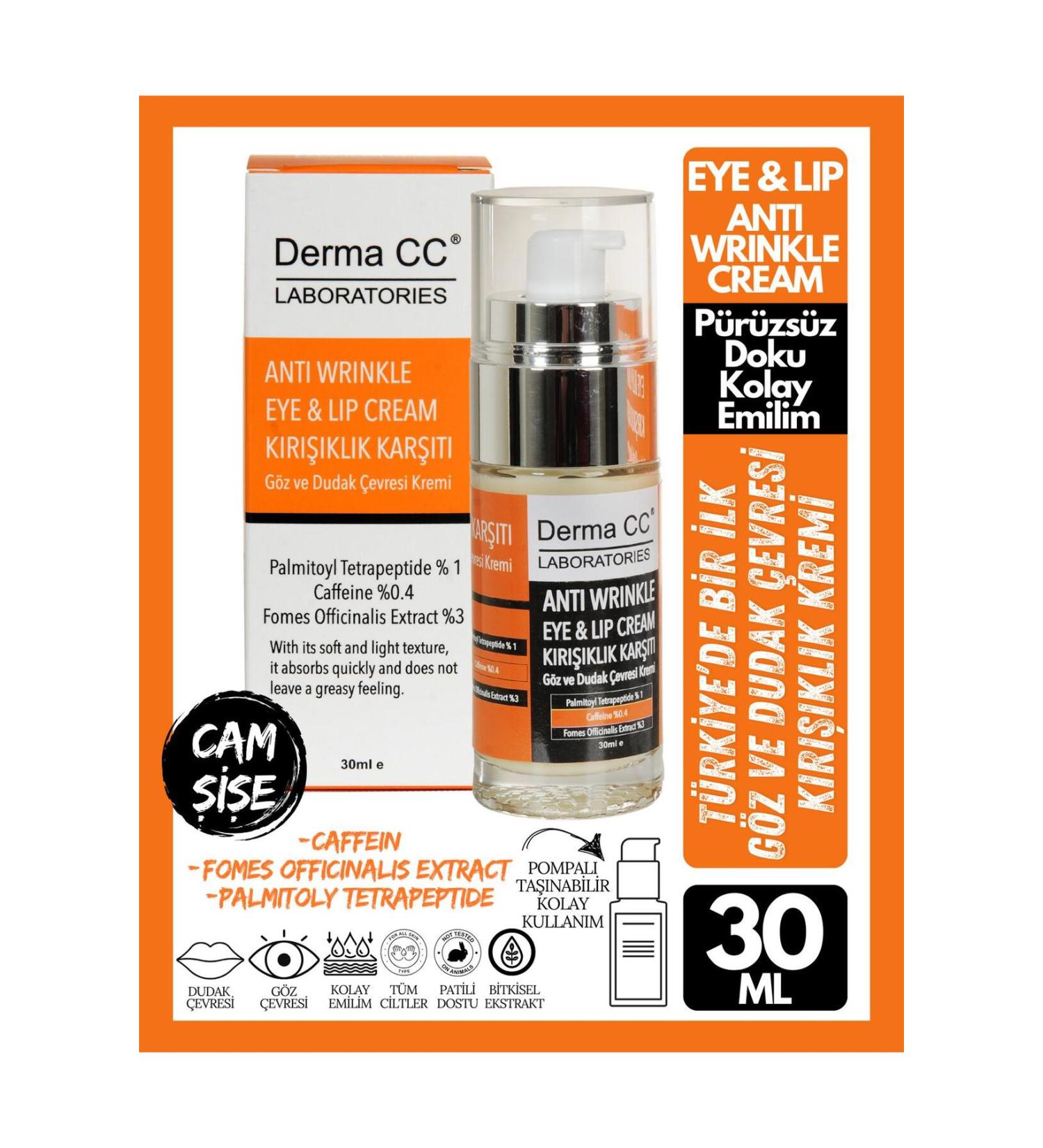 Derma CC LABORATORIES Anti Wrinkle Eye&lip Cream - Eye and Lip Contour Anti Wrinkle Cream 30 ml - Buy Online on GoSupps.com
