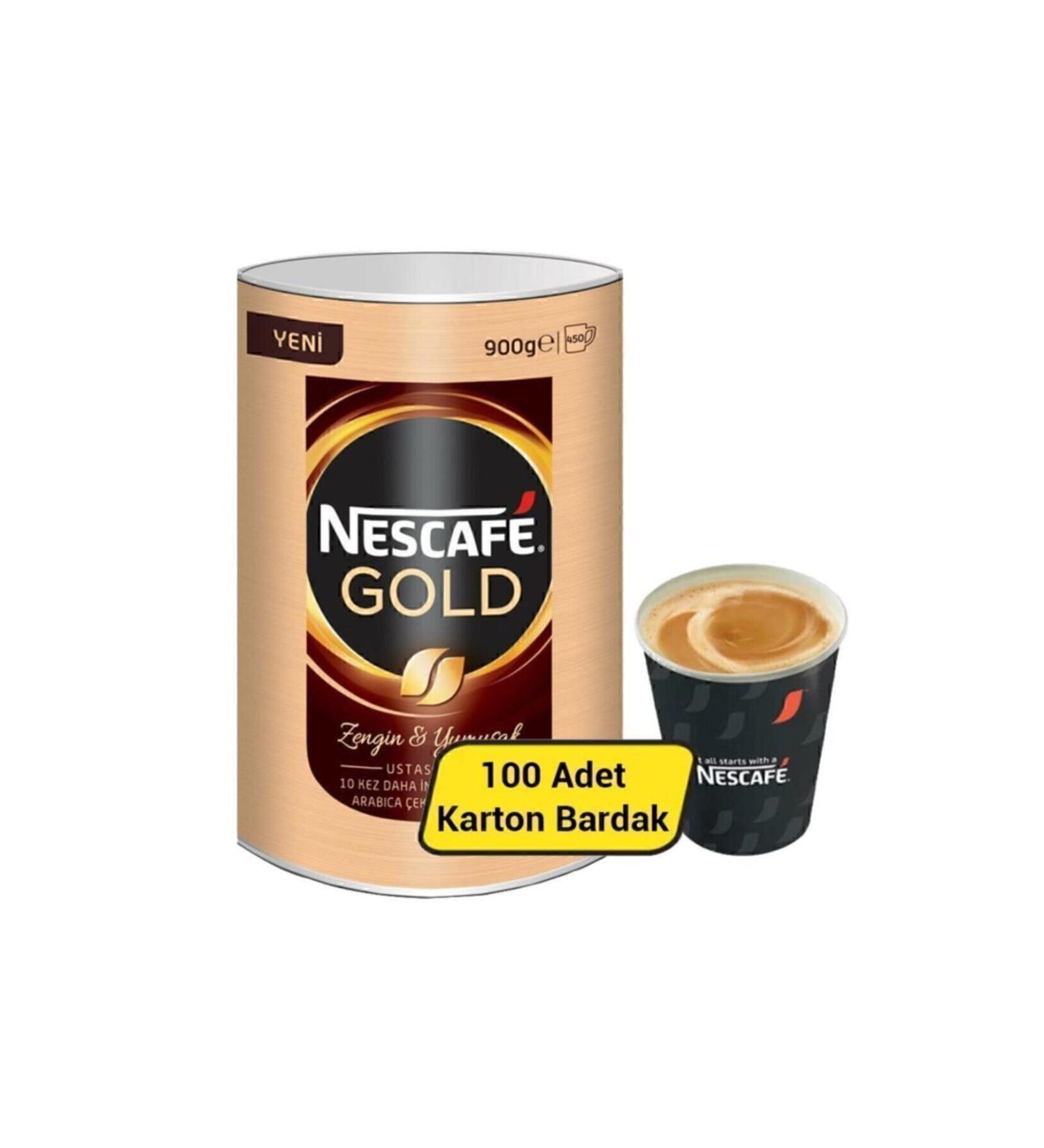 Nescafe Gold Instant Granulated Coffee 900 Gr + Cardboard Cup 7 Oz 100's