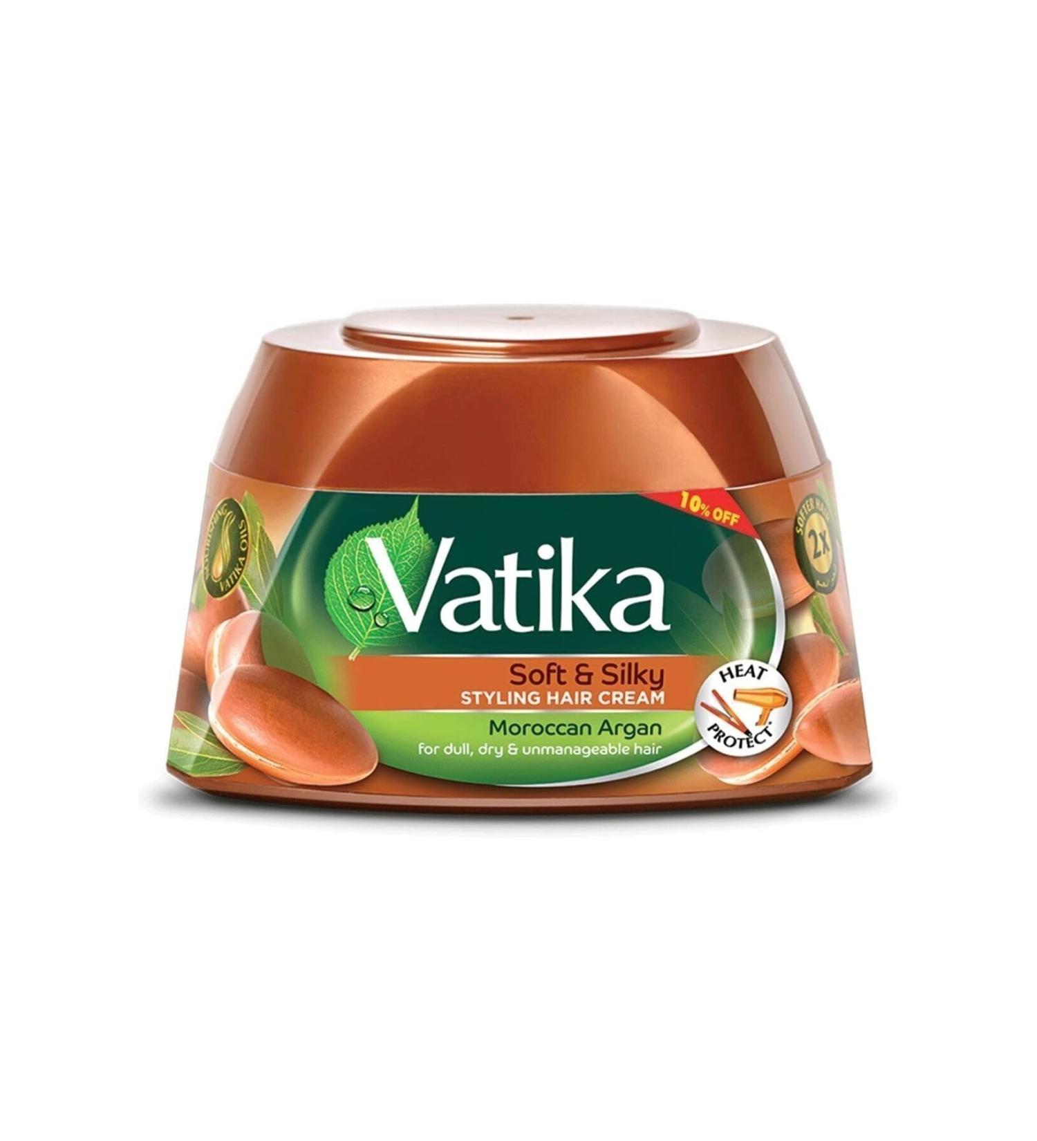 Vatika Naturals Argan Styling Hair Cream | Soft & Silky | Heat Protection - 140 ml - Buy Online on GoSupps.com