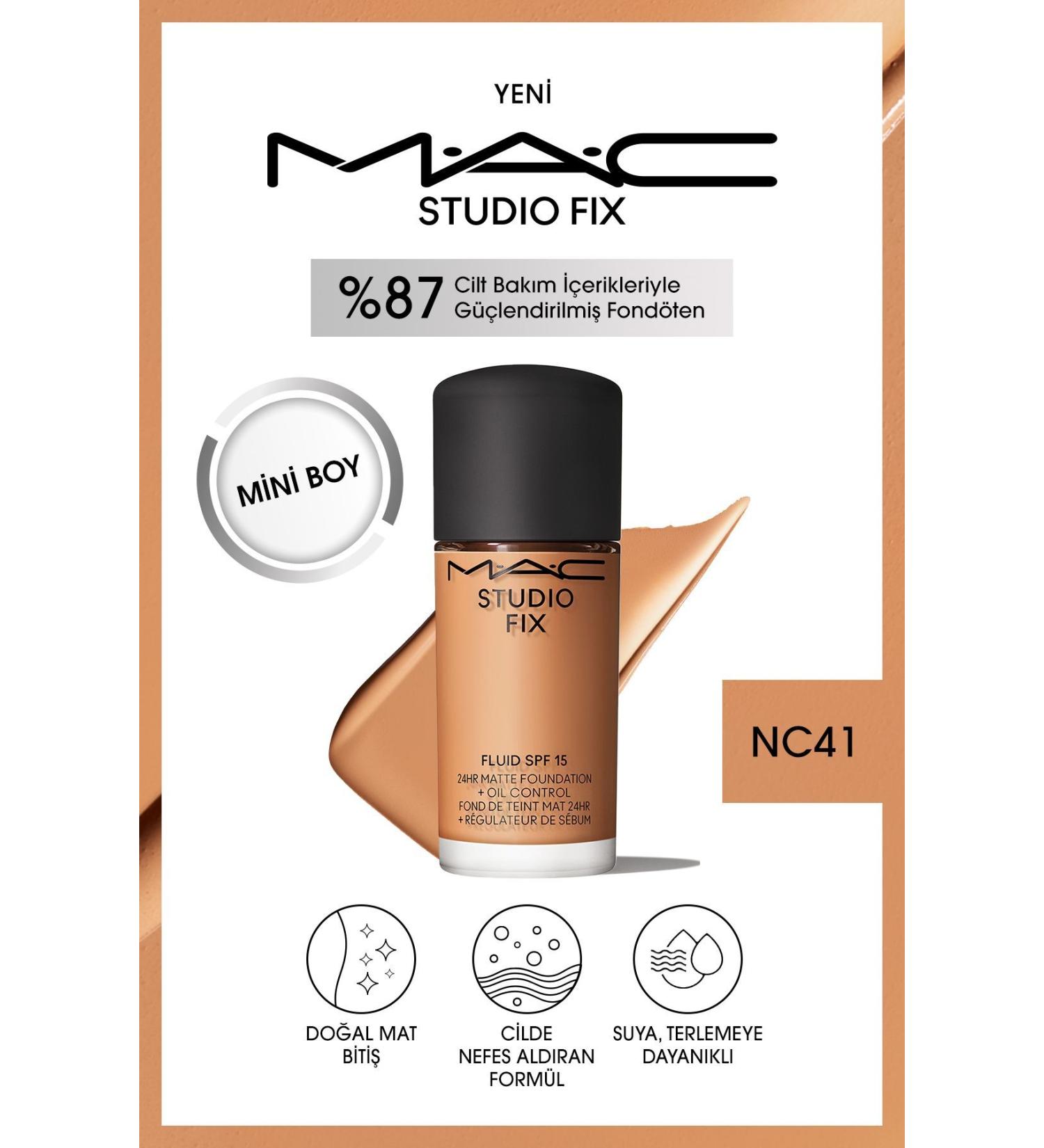 Mac 24 Hour Lasting Matte Foundation - Studio Fix Fluid Spf15 Mini - Color: NC41 - 15ml