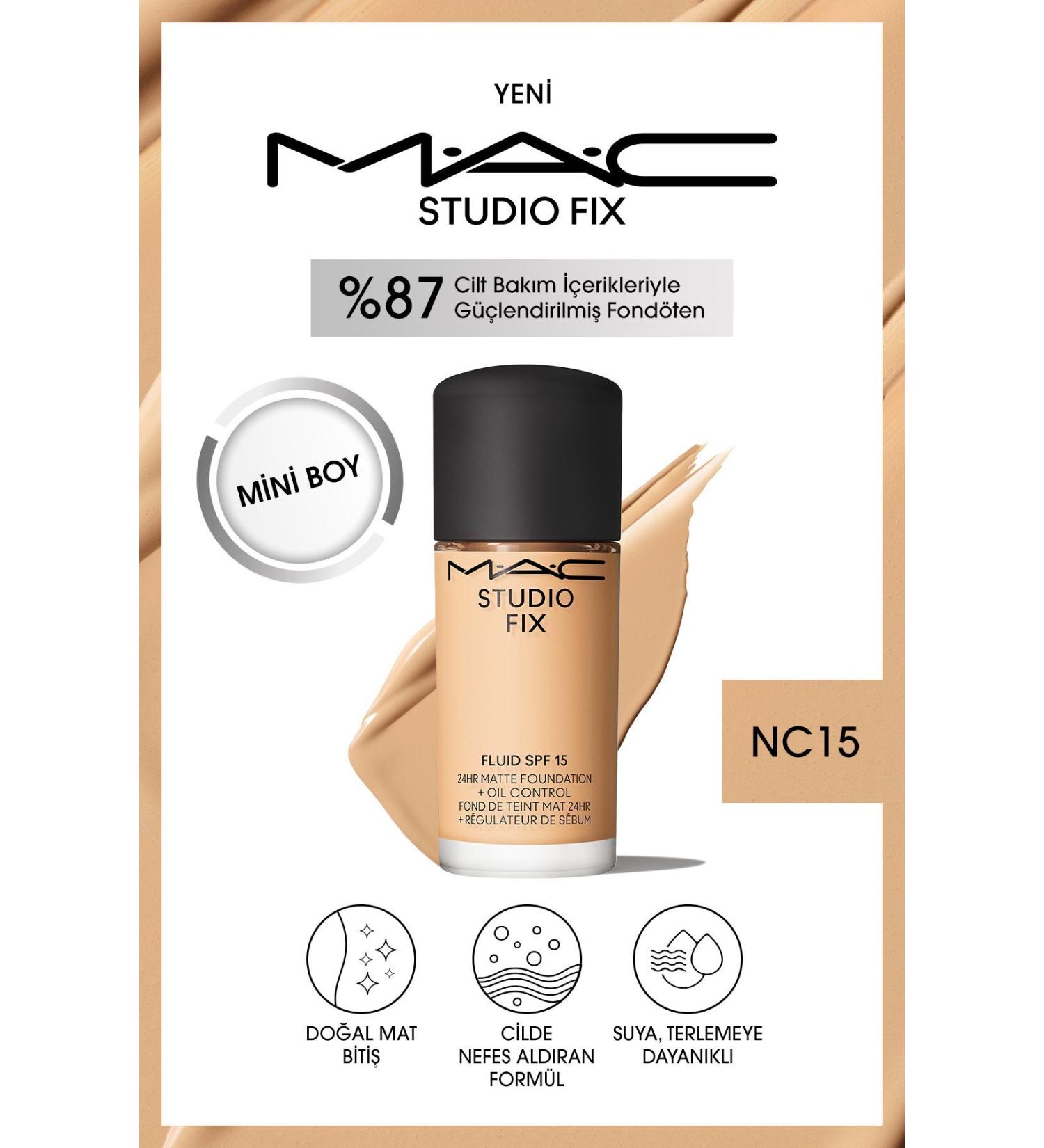 Mac 24 Hour Lasting Matte Foundation - Studio Fix Fluid Spf15 Mini - Color: NC15 - 15ml