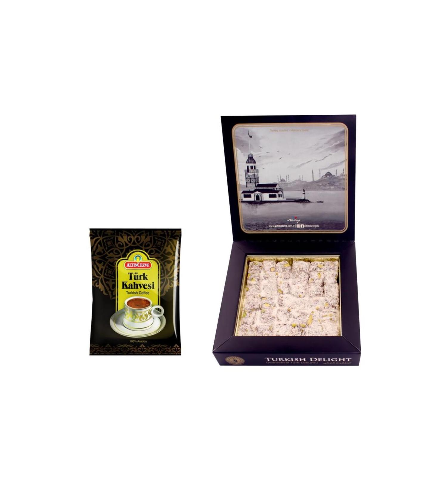 Alt ncezve Turkish Coffee 100 Gr + Pistachio Coconut Turkish Delight 200 Gr