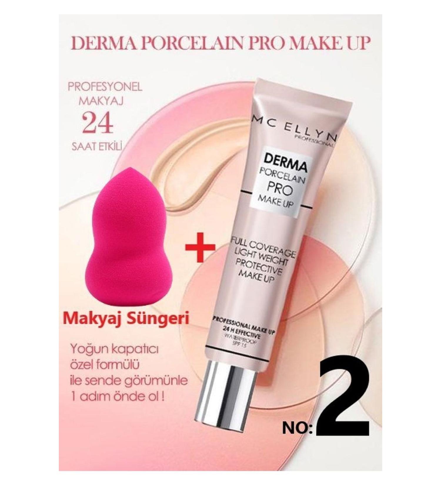 Mcellyn Pro Makeup Waterproof Spf15 Derma Porcelain Concealer Foundation + Makeup Sponge - Buy Online on GoSupps.com