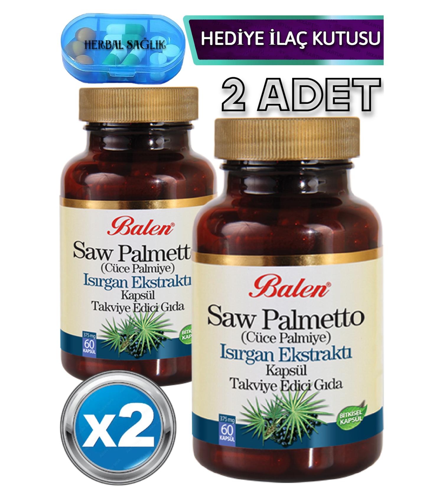 Balen 2 Pieces Saw Palmetto (Dwarf Palm) Nettle Extract 60 Pieces Capsules