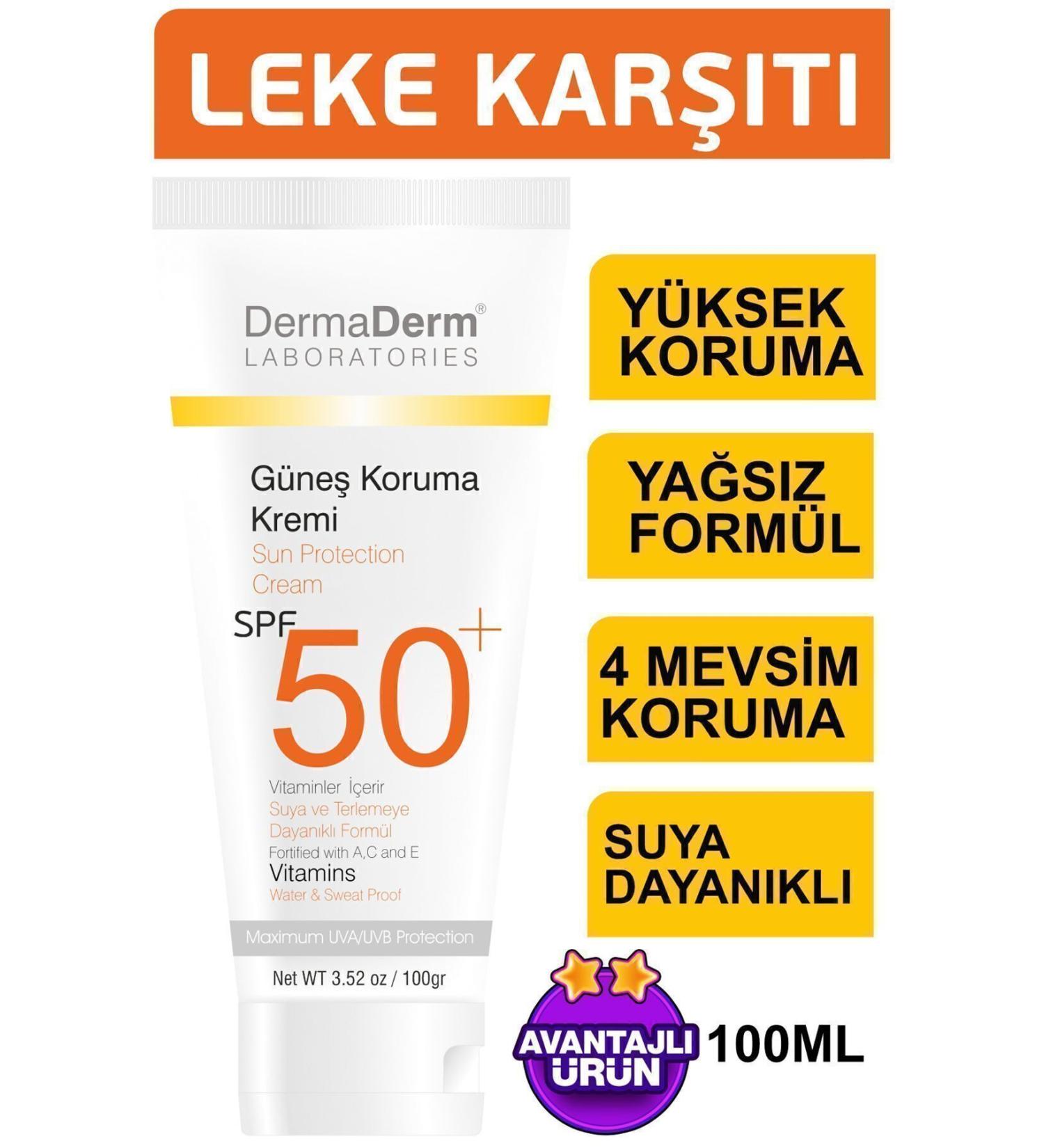 DermaDerm Natural Sun Protection Cream Spf 50 Factor 100gr - Buy Online on GoSupps.com