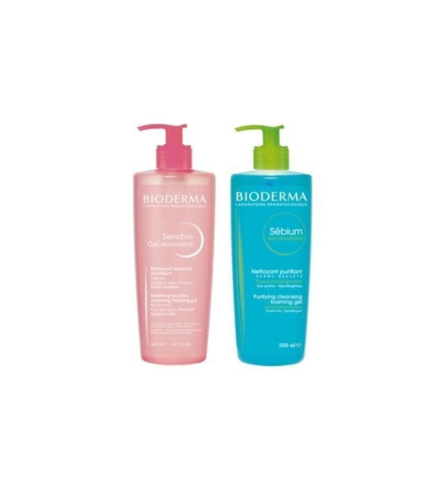 Bioderma Sebium Gel Moussant 500ml & Sensibio Gel Moussant 500ml Opportunity Package