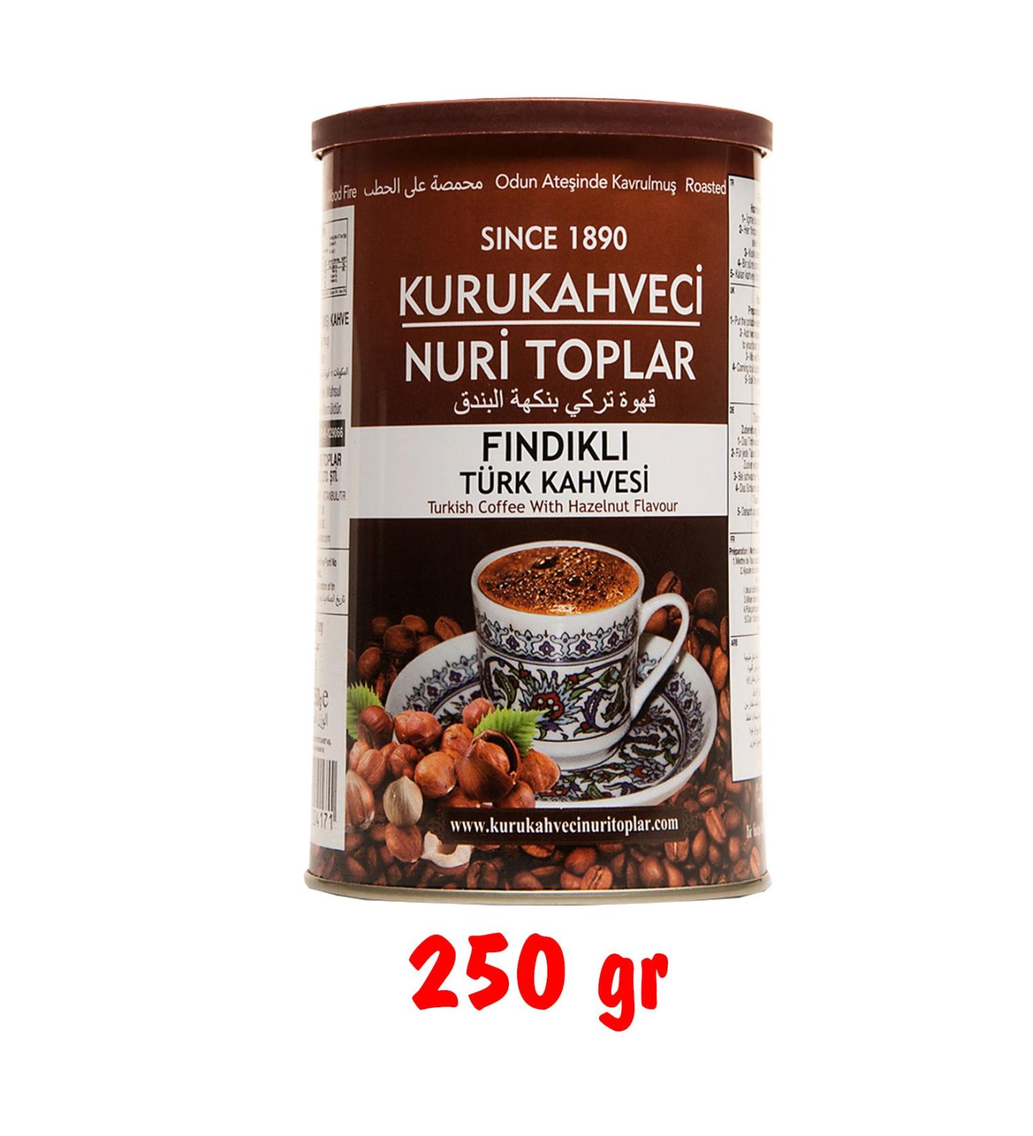 BAZAAR 4 Hazelnut Turkish Coffee 250 Gr Nuri Toplar New Date