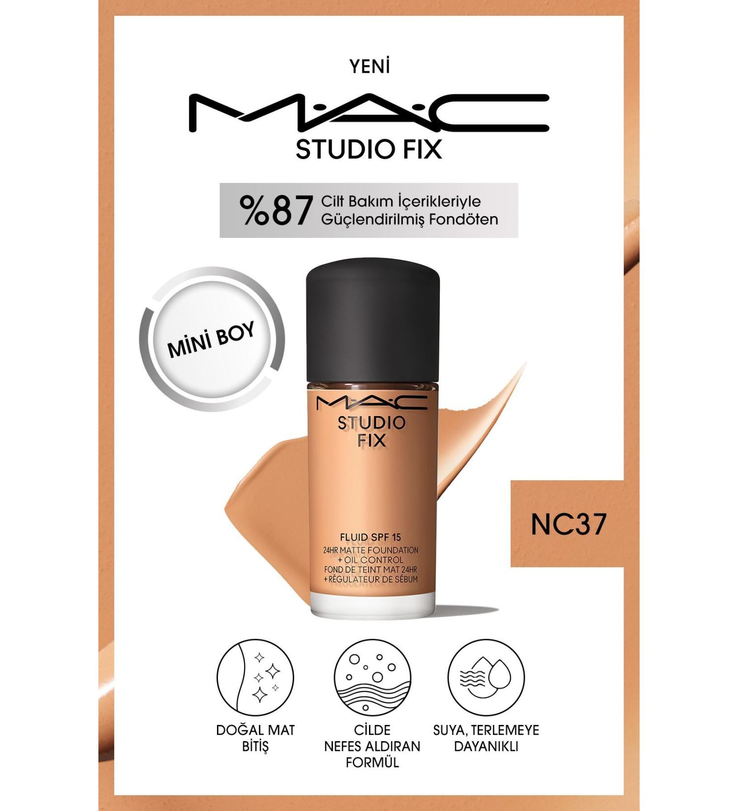 Mac 24 Hour Lasting Matte Foundation - Studio Fix Fluid Spf15 Mini - Color: NC37 - 15ml