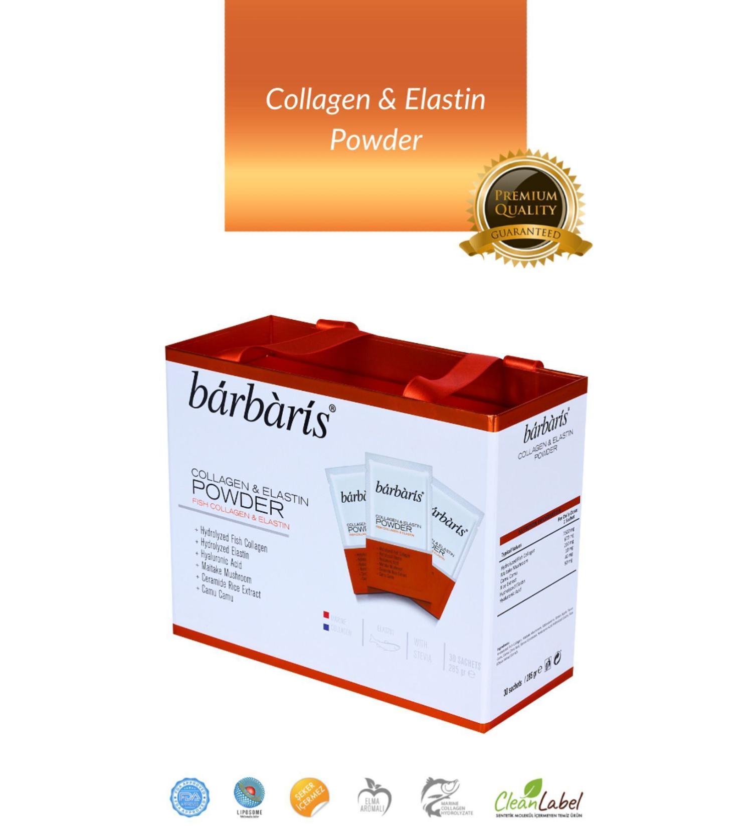 Barbaris Collagen & Elastin Powder 0 Pure Fish Type 1 type 3 Natural Antioxidants Skin Hair Nails 30 Sachets - Buy Online on GoSupps.com
