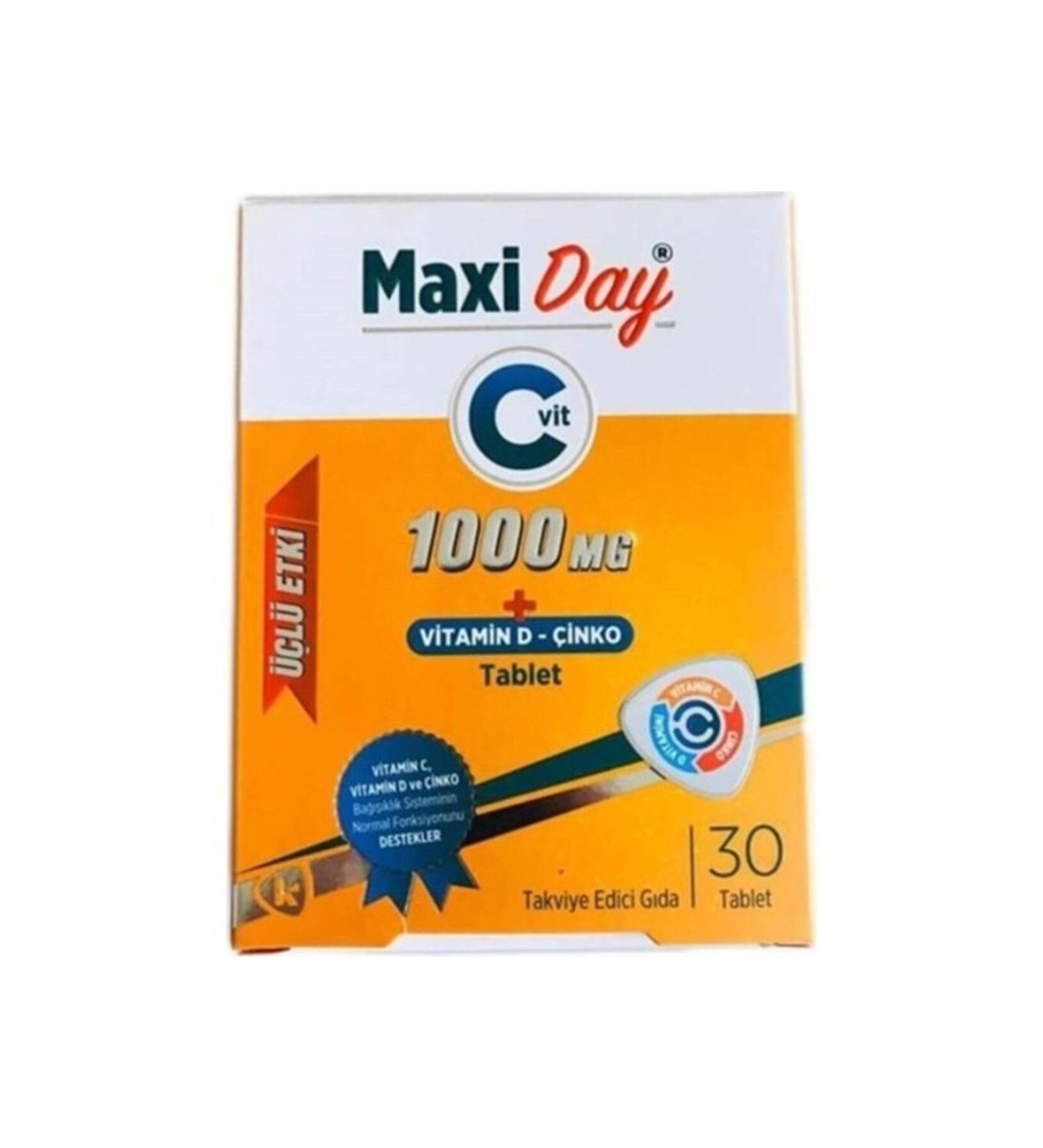 imubest Maxiday Triple Effect Vitamin C Zinc and Vitamin D3 30 Tablets