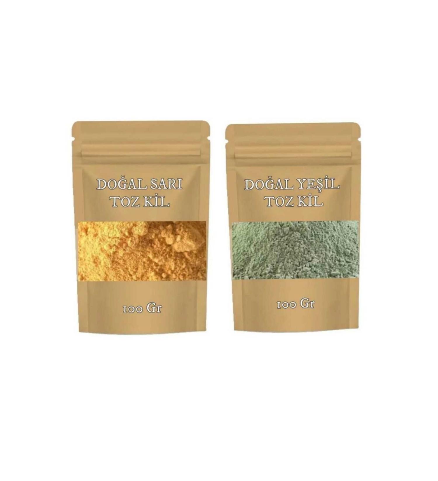 EMS AVM YELLOW CLAY & GREEN CLAY NATURAL FACE MASK CLAY MASK POWDER CLAY 2 X 100 GR.