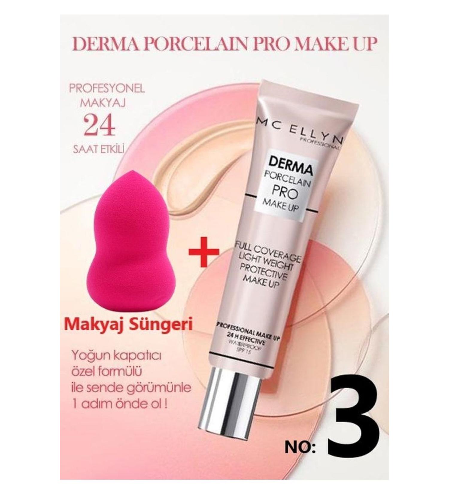 Mcellyn Pro Makeup Waterproof Spf15 Derma Porcelain Concealer Foundation + Makeup Sponge - Buy Online on GoSupps.com