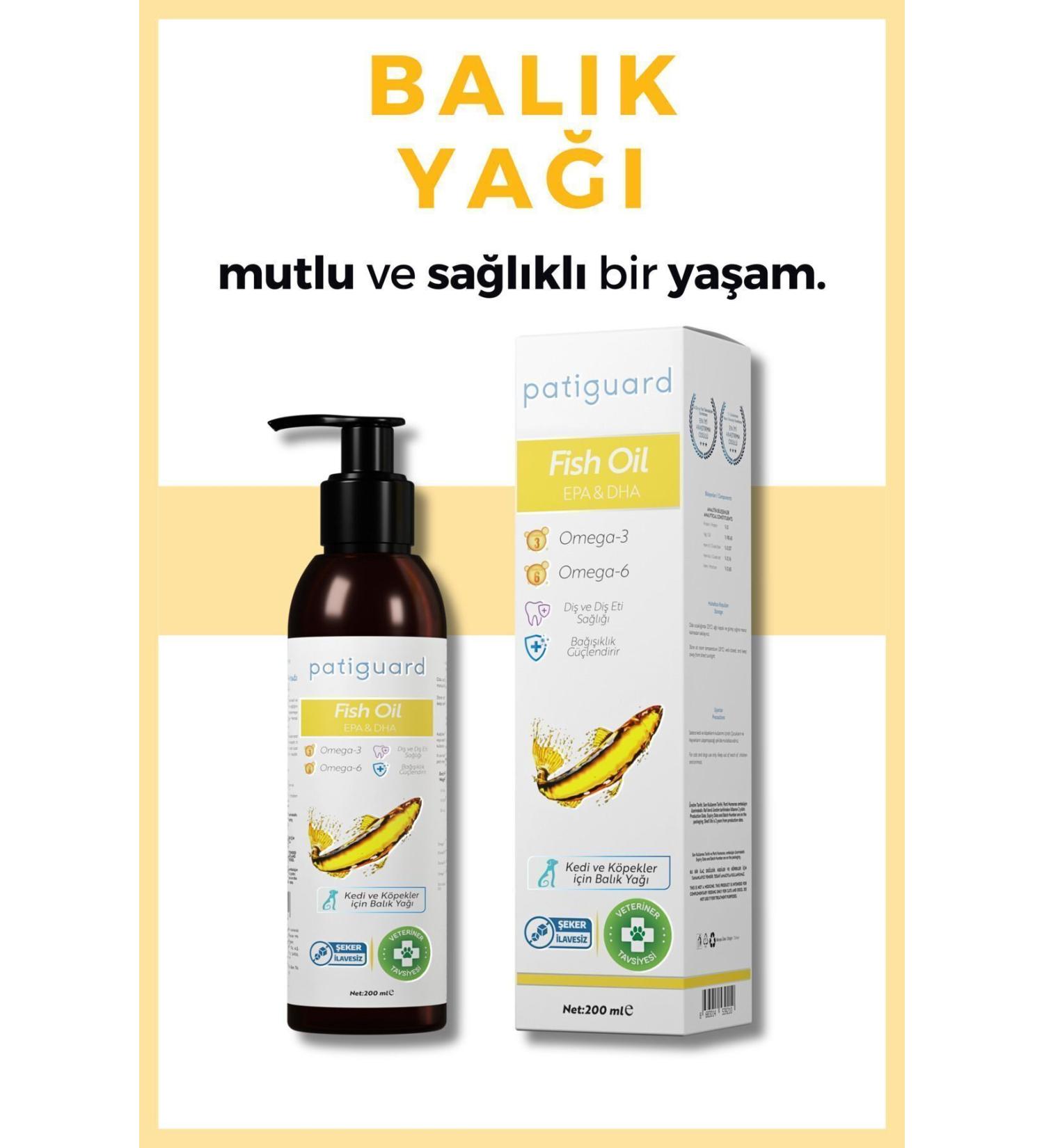 Patiguard Fish Oil 200 ml Cat and Dog Fish Oil Pet Omega 3 and 6 Norwegian Salmon Immunity - Buy Online on GoSupps.com