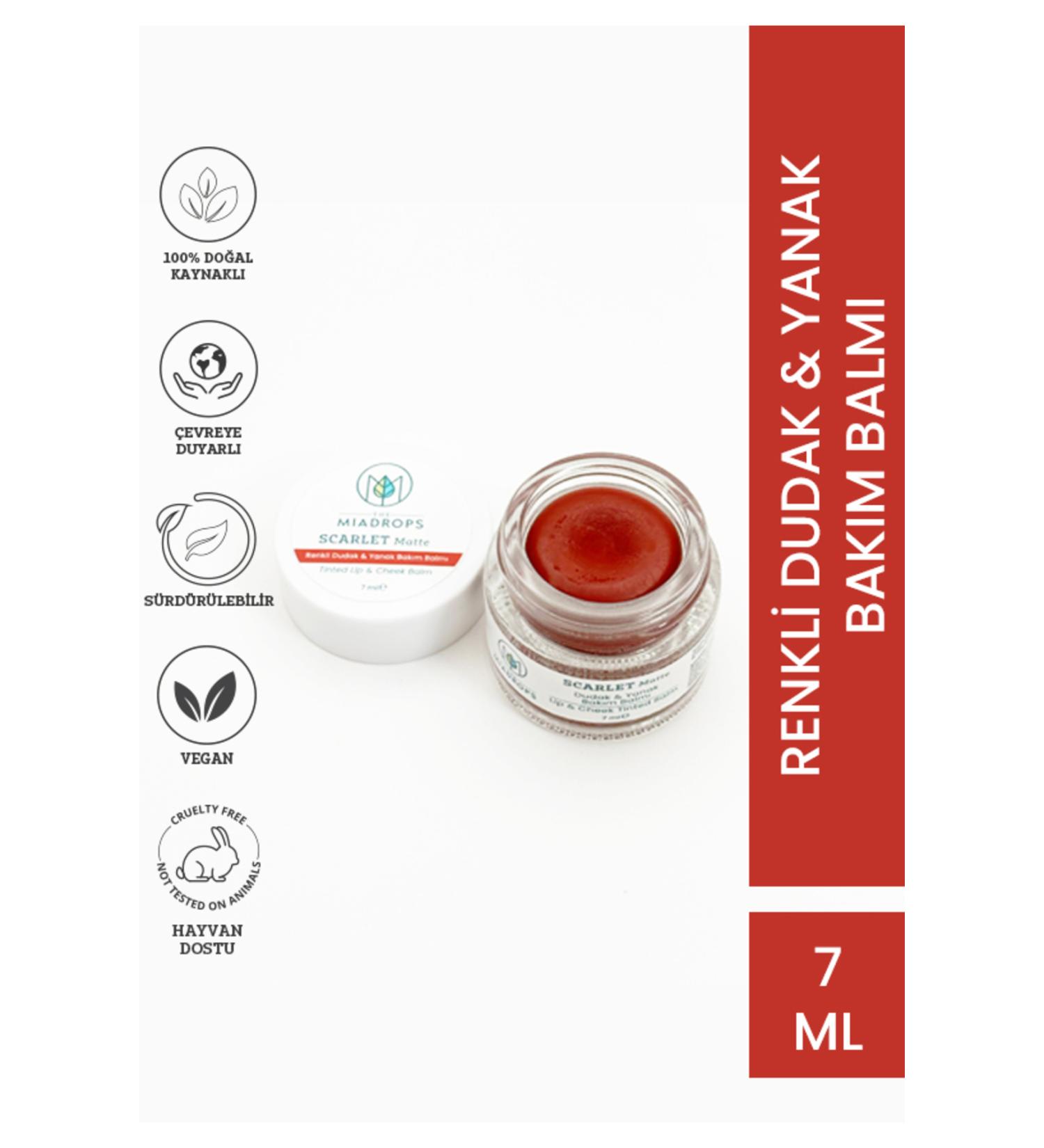 The Miadrops Scarlet Matte Colored Lip & Cheek Care Balm - Cream Lipstick Blush Eyeshadow 7ml - Buy Online on GoSupps.com
