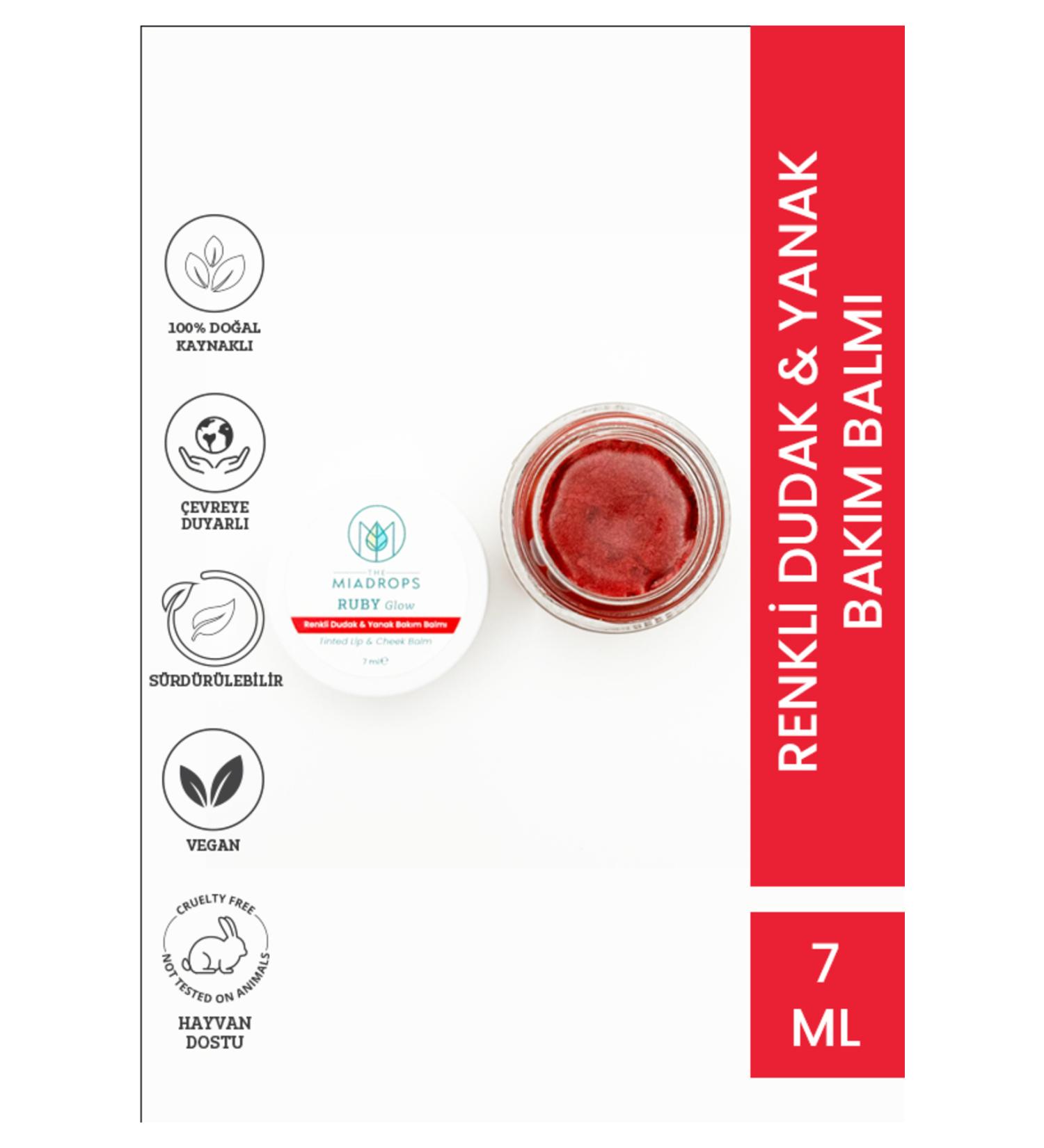 The Miadrops Ruby Glow Colored Lip & Cheek Care Balm - Cream Lipstick Blush Eyeshadow 7ml - Buy Online on GoSupps.com