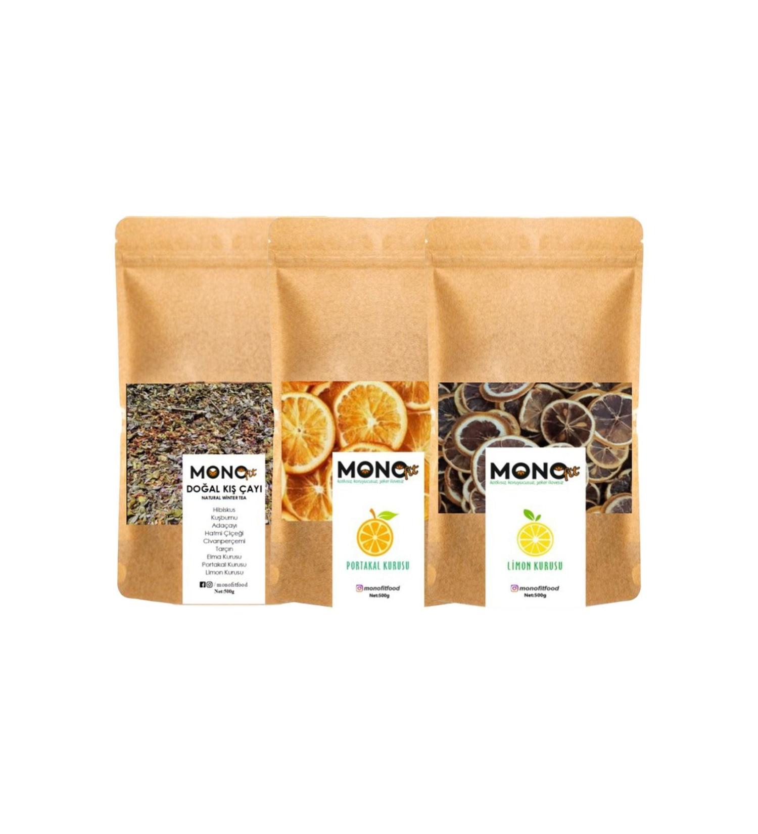 Monofit Premium Winter Tea Package 1500gr (Winter Tea 500gr + Dried Orange 500gr + Dried Lemon 500gr)