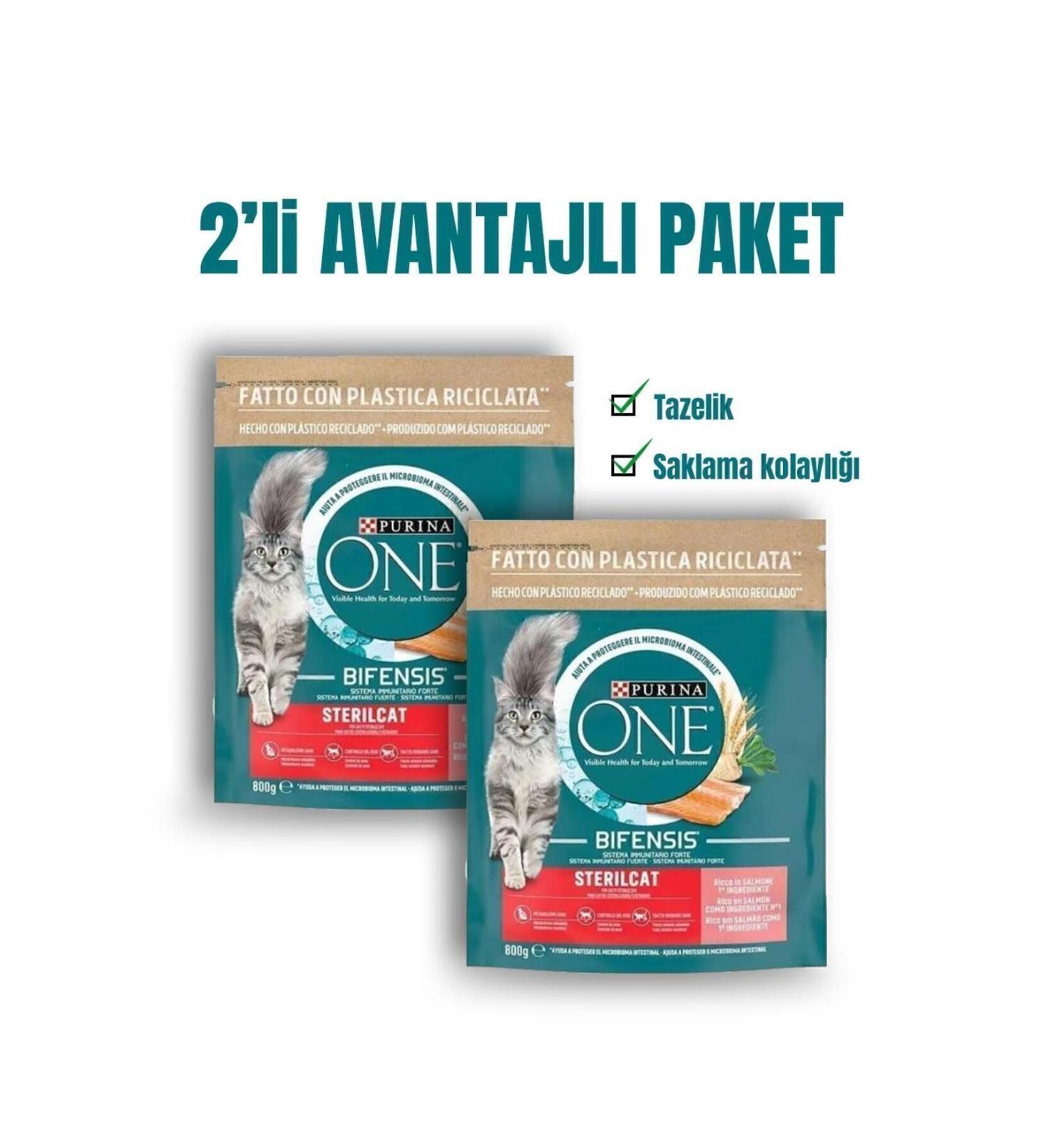 Purina One Salmon Sterilized Adult Cat Food 1.6 Kg (800 GR X 2 PIECES) - Buy Online on GoSupps.com