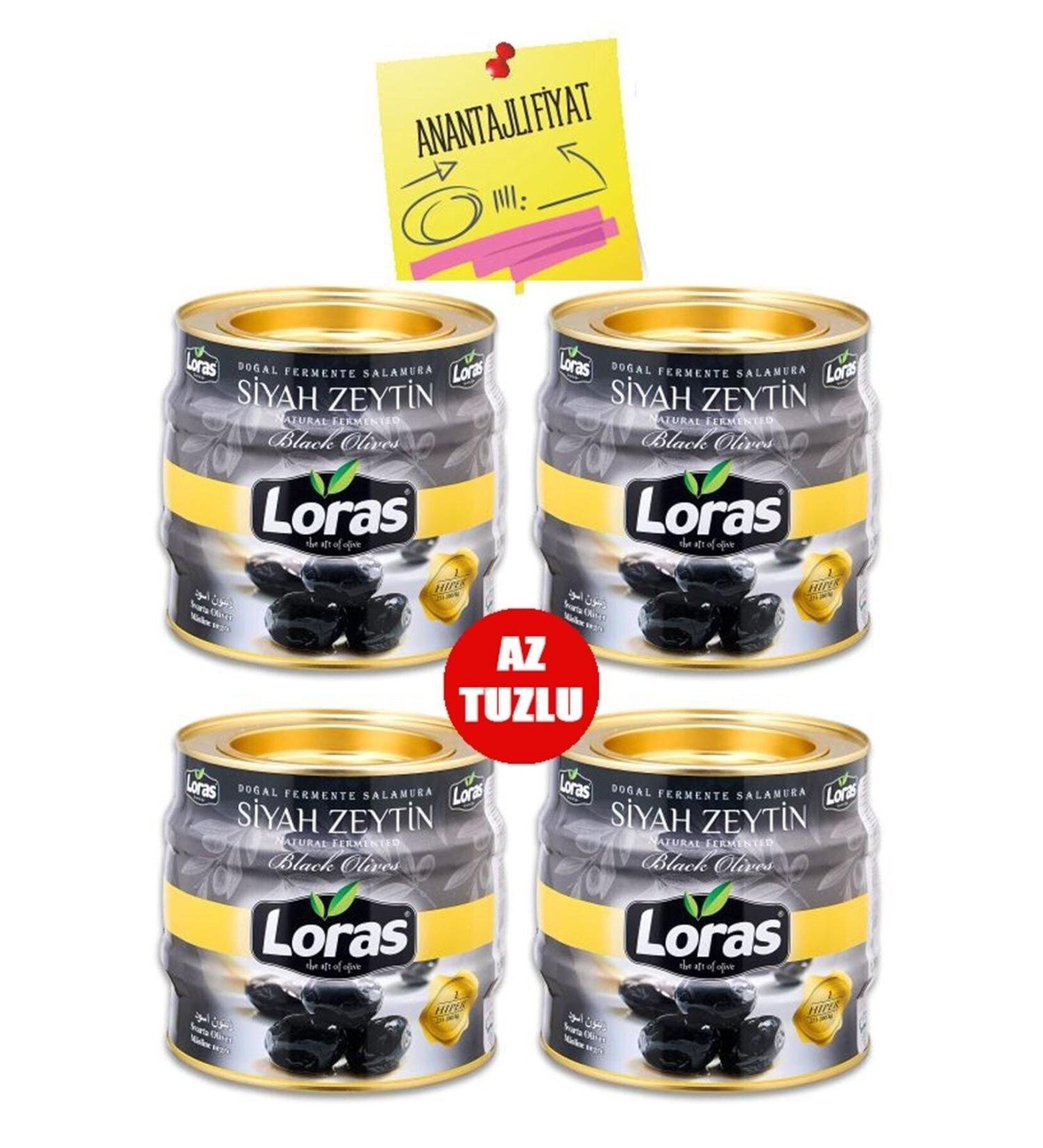 Loras Olive Loras Gemlik Black Olive Tin Hyper 1400 gr 4-Pack (231-260)