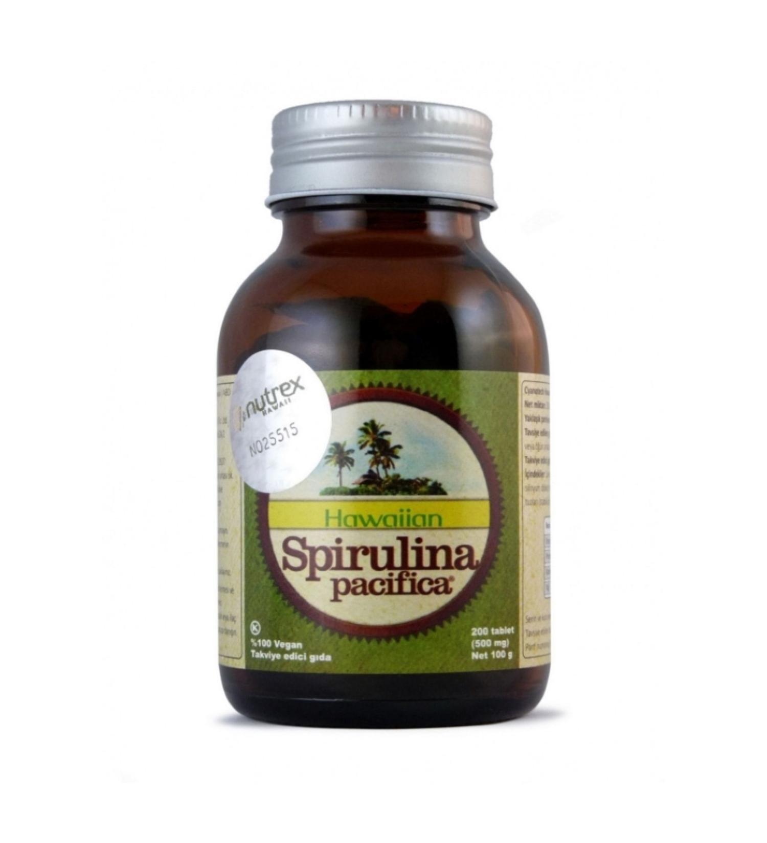 Hawaiian Spirulina Pacifica - 200 Tablets X500mg - Net:100g - Glass Jar - Spiruli Imported from Hawaii - Buy Online on GoSupps.com