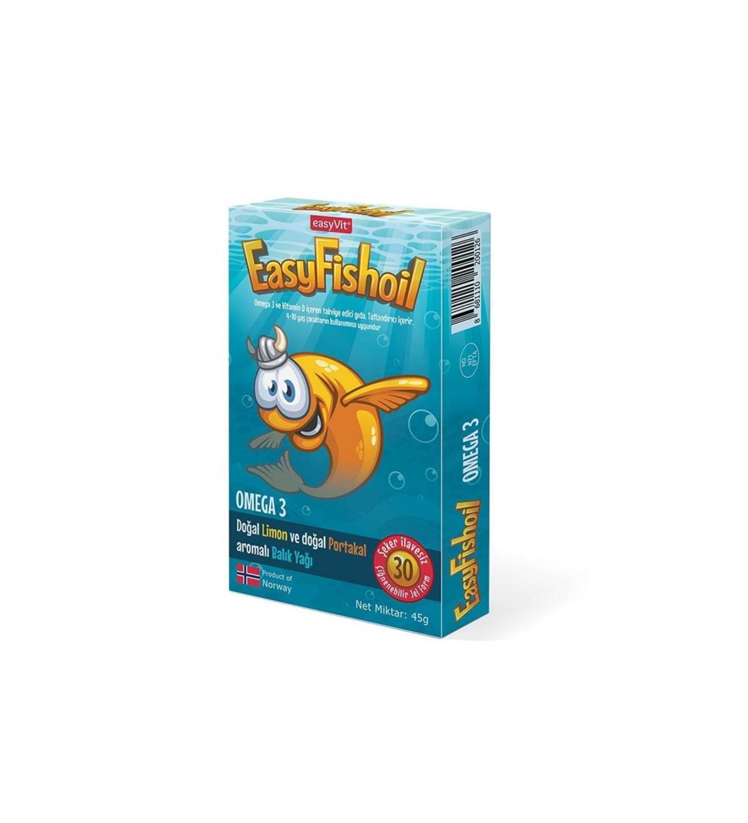 Easy Fishoil EasyVit EasyFishOil Omega-3 and Vitamin D 30 Tablets